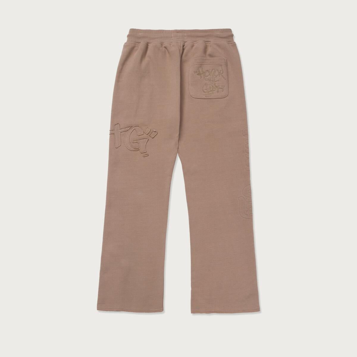 Honor The Gift Script Embroidered Sweats Light Brown