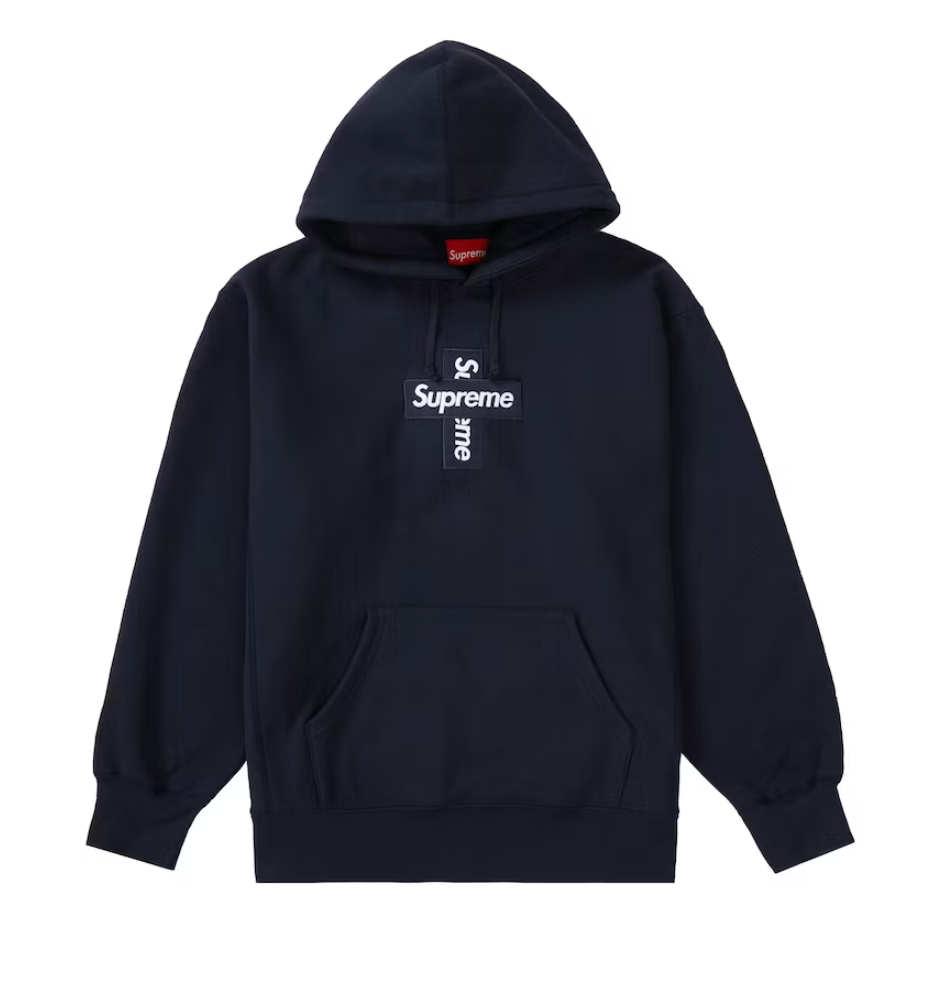 Supreme Cross Box Logo Hooded Sweatshirt Navy – Common Hype