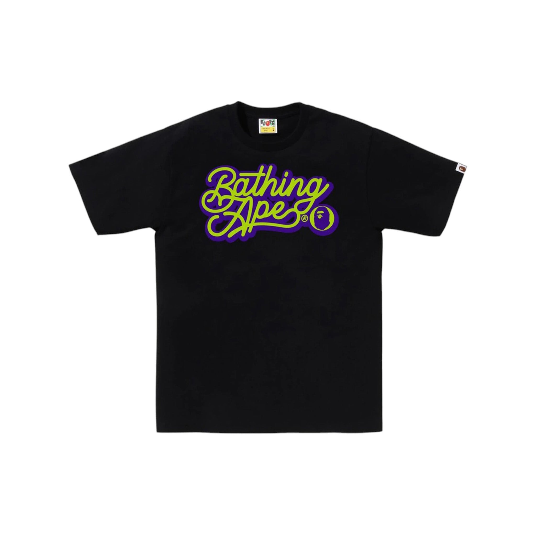 Bape Bathing Ape Script Logo Tee Black Green - Common Hype