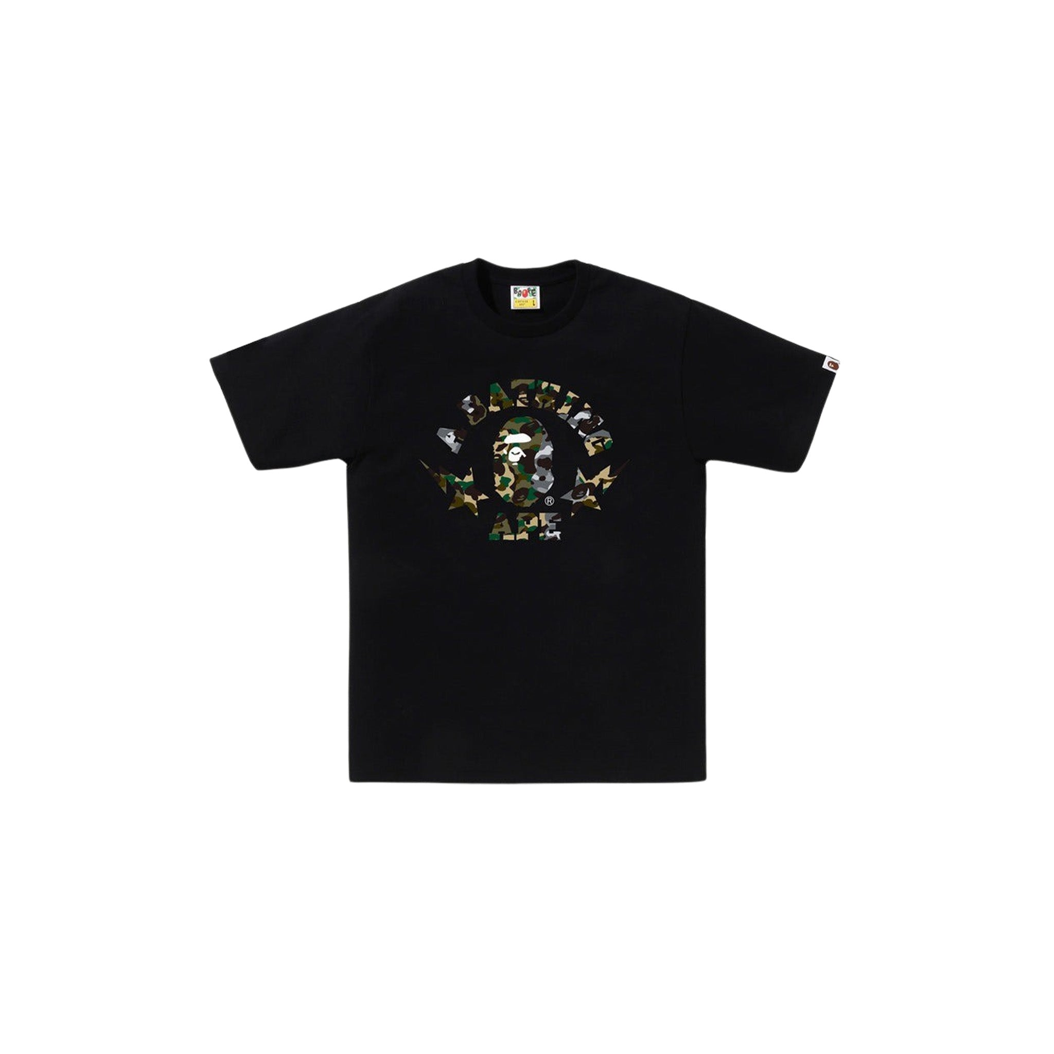 Bape 1st Camo Crazy STA College Tee Black - Common Hype
