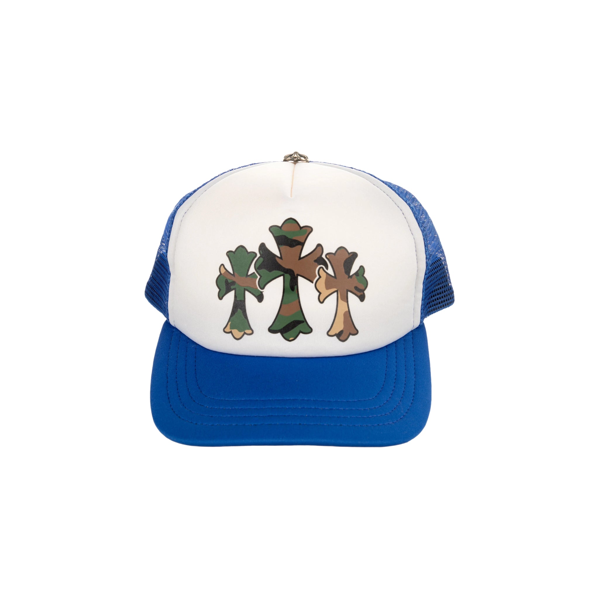Chrome Hearts Triple Camo Cross Trucker Hat 'Blue/White' | Common Hype