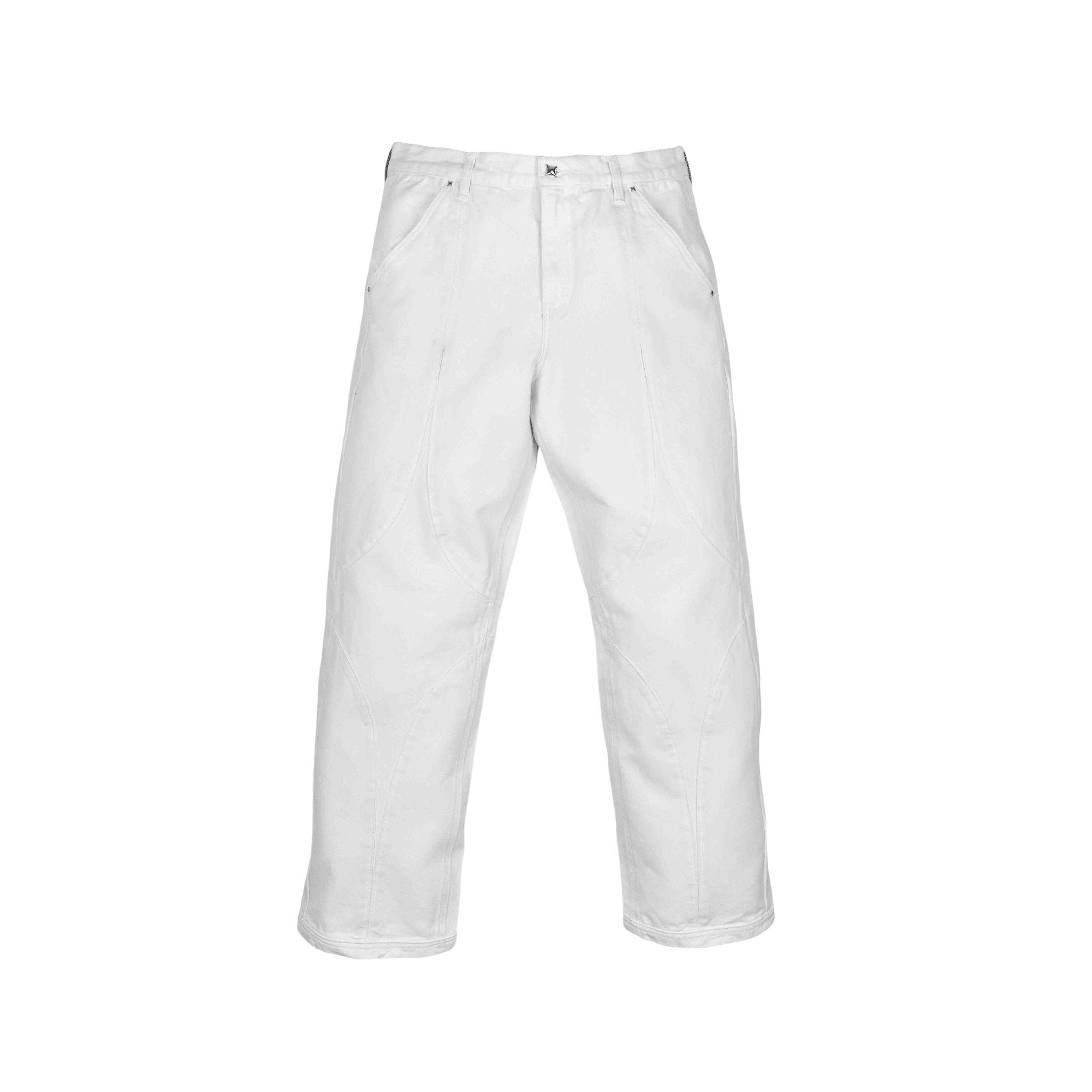 Commons Double Knee Star Denim Pant White - Common Hype