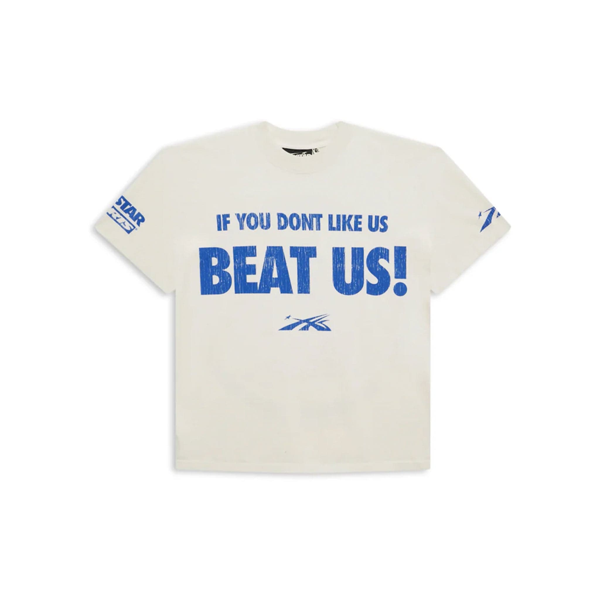 Hellstar Beat Us! T-shirt White/Blue | Common Hype