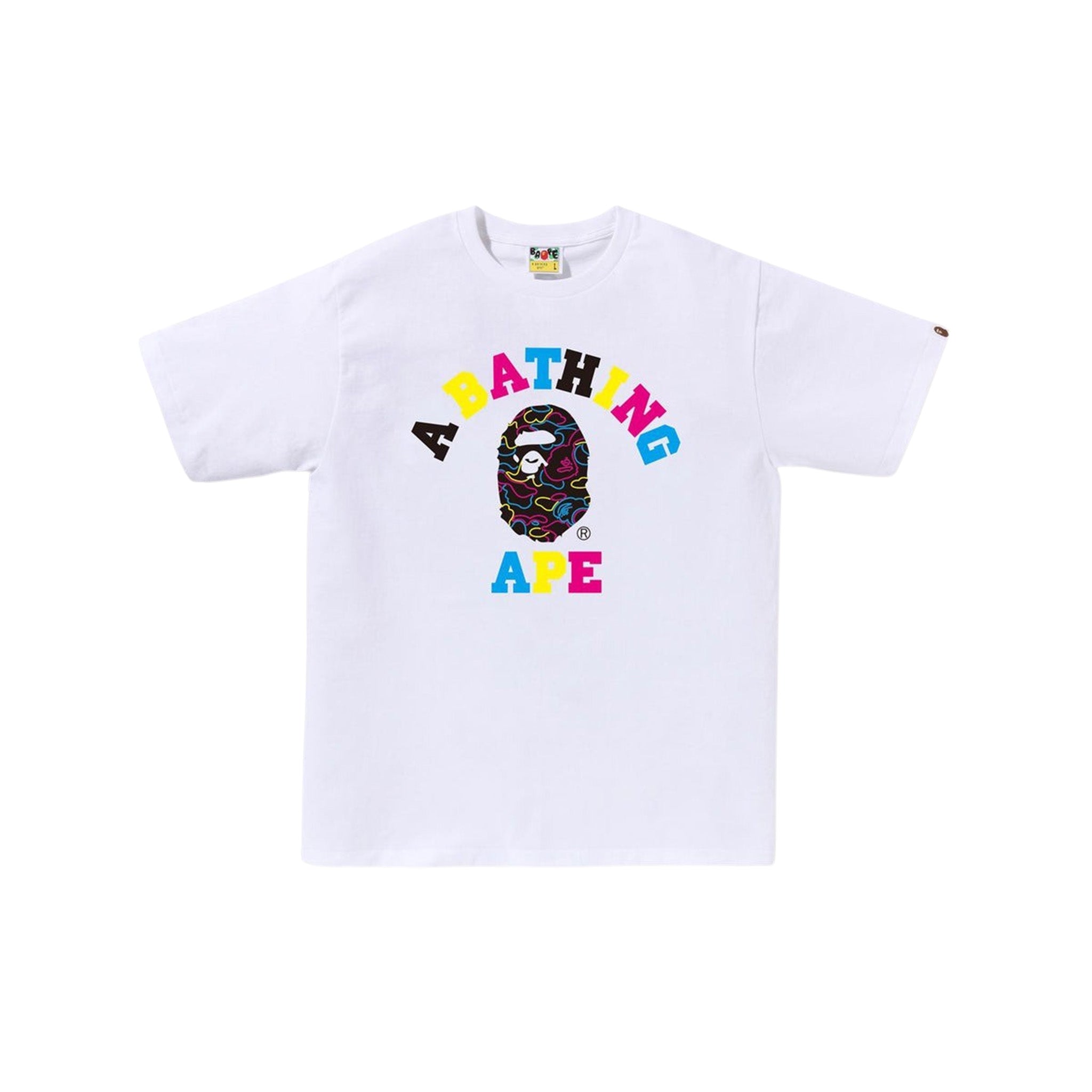 Bape Neon Camo College Tee White - Common Hype