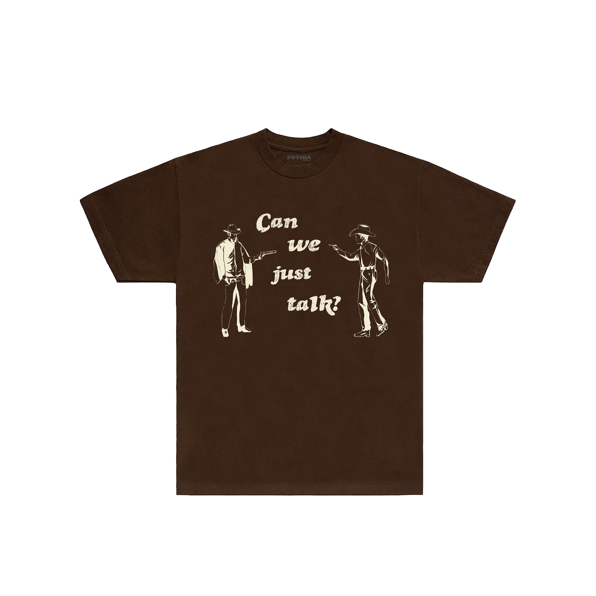 Pythia 'Can We Just Talk' Brown Tee