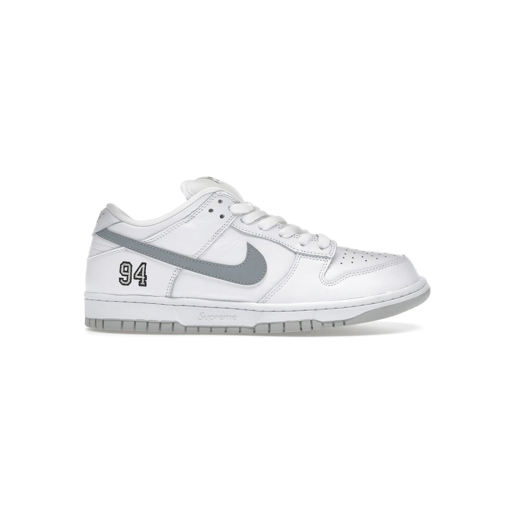 Nike SB Dunk Low Supreme 94 White Metallic Silver – Common Hype