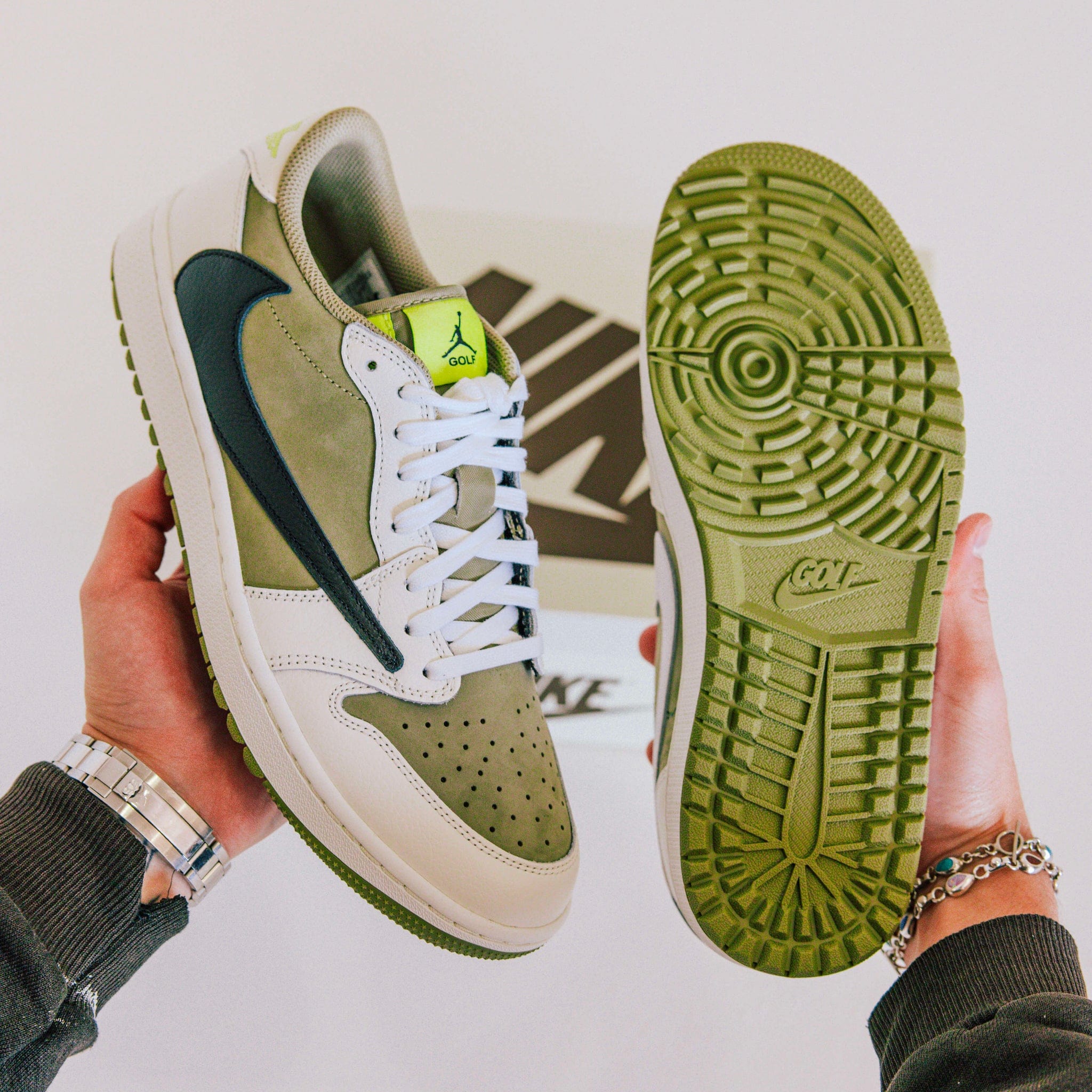 Jordan 1 Retro Low Golf Travis Scott Neutral Olive - Common Hype