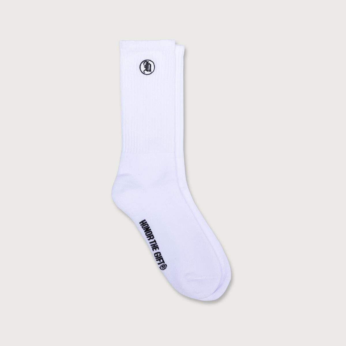 Honor The Gift Stamp Ribbed Sock White