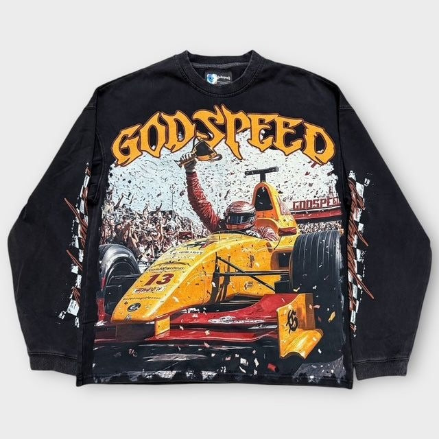 Godspeed F1 Finish Line Long Sleeve Black Wash - Common Hype