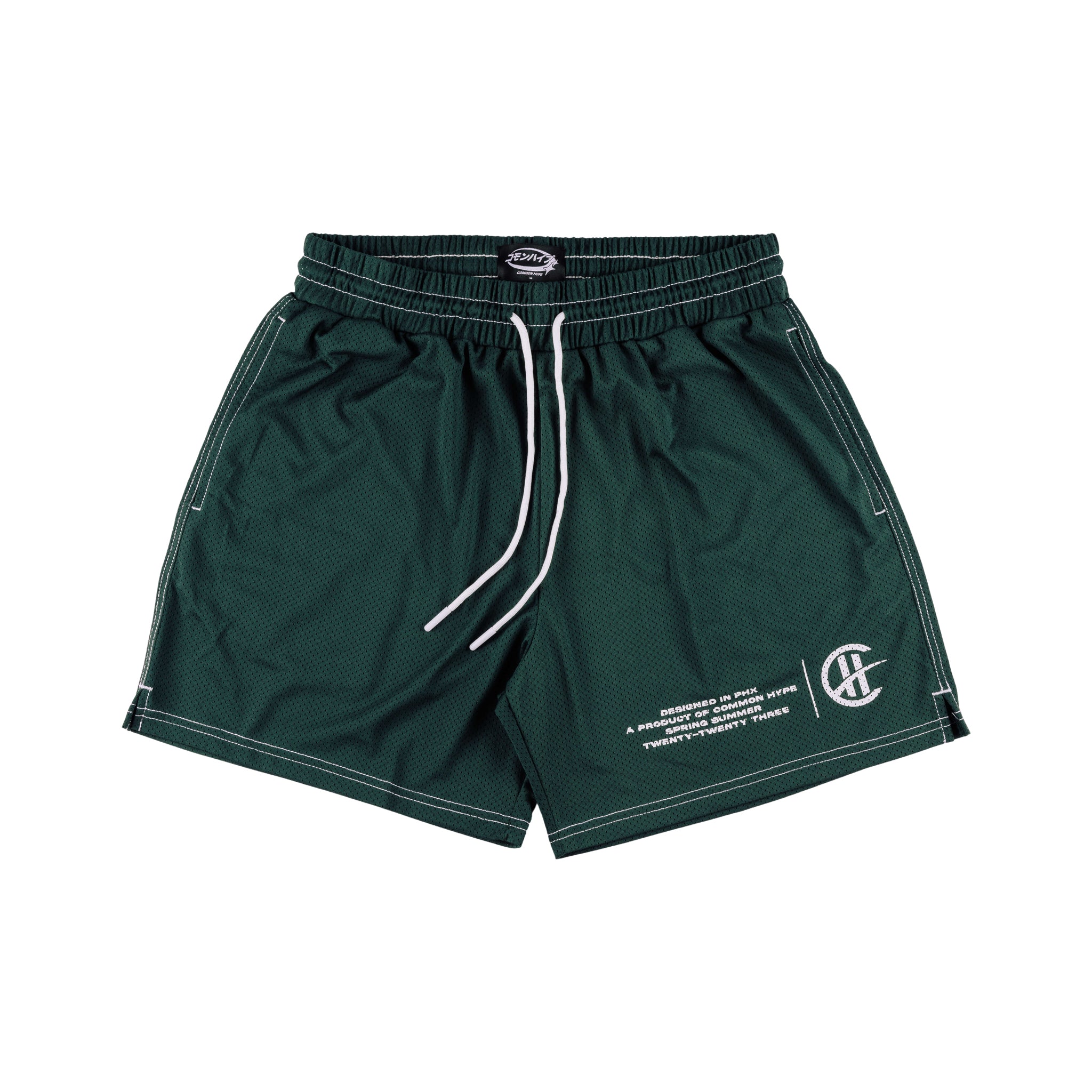 Common Hype Green Contrast Stitching Mesh Short