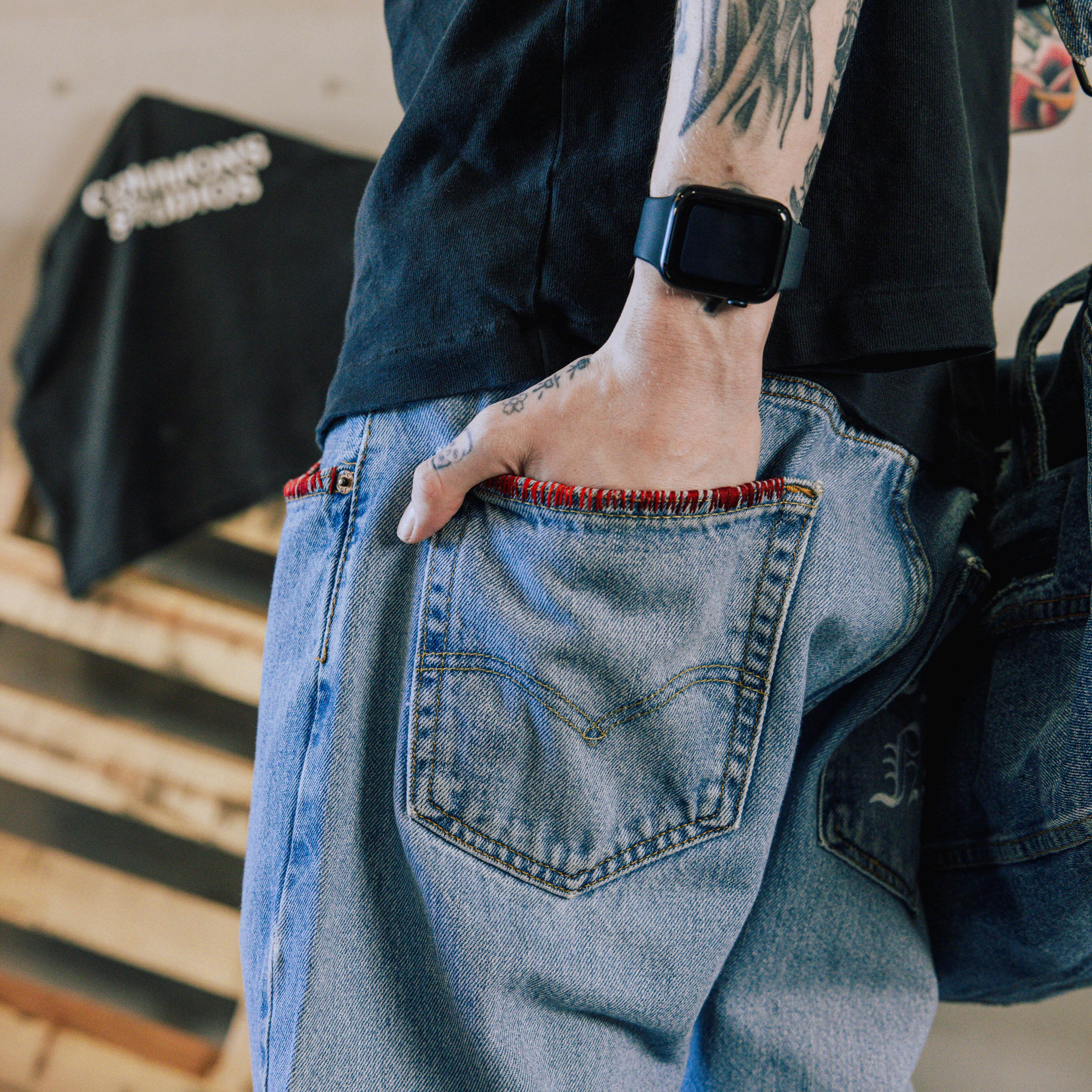 COMMONS POCKET STITCHED DENIM BLUE (R27) - Common Hype