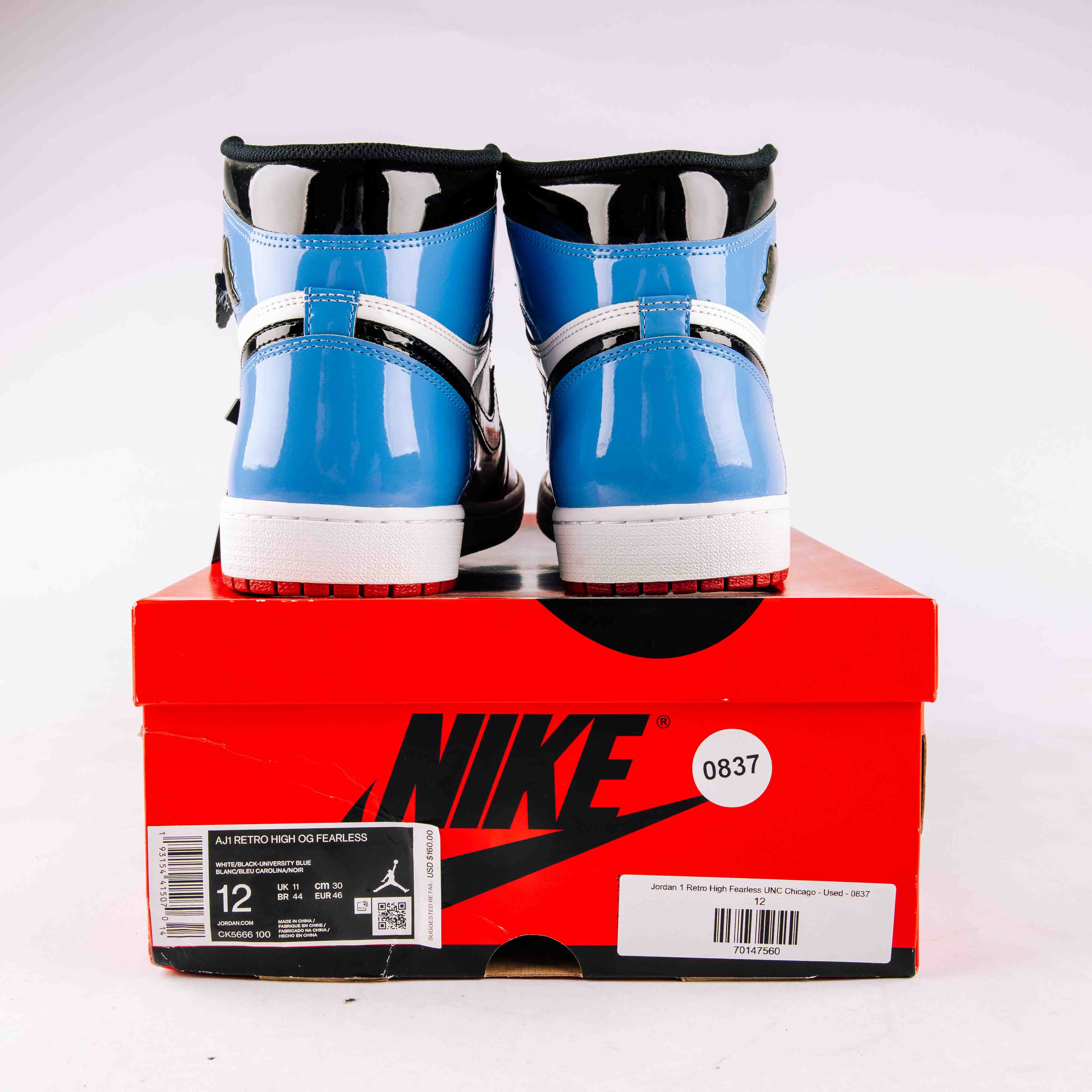 Jordan 1 Retro High Fearless UNC Chicago - Used - 0837