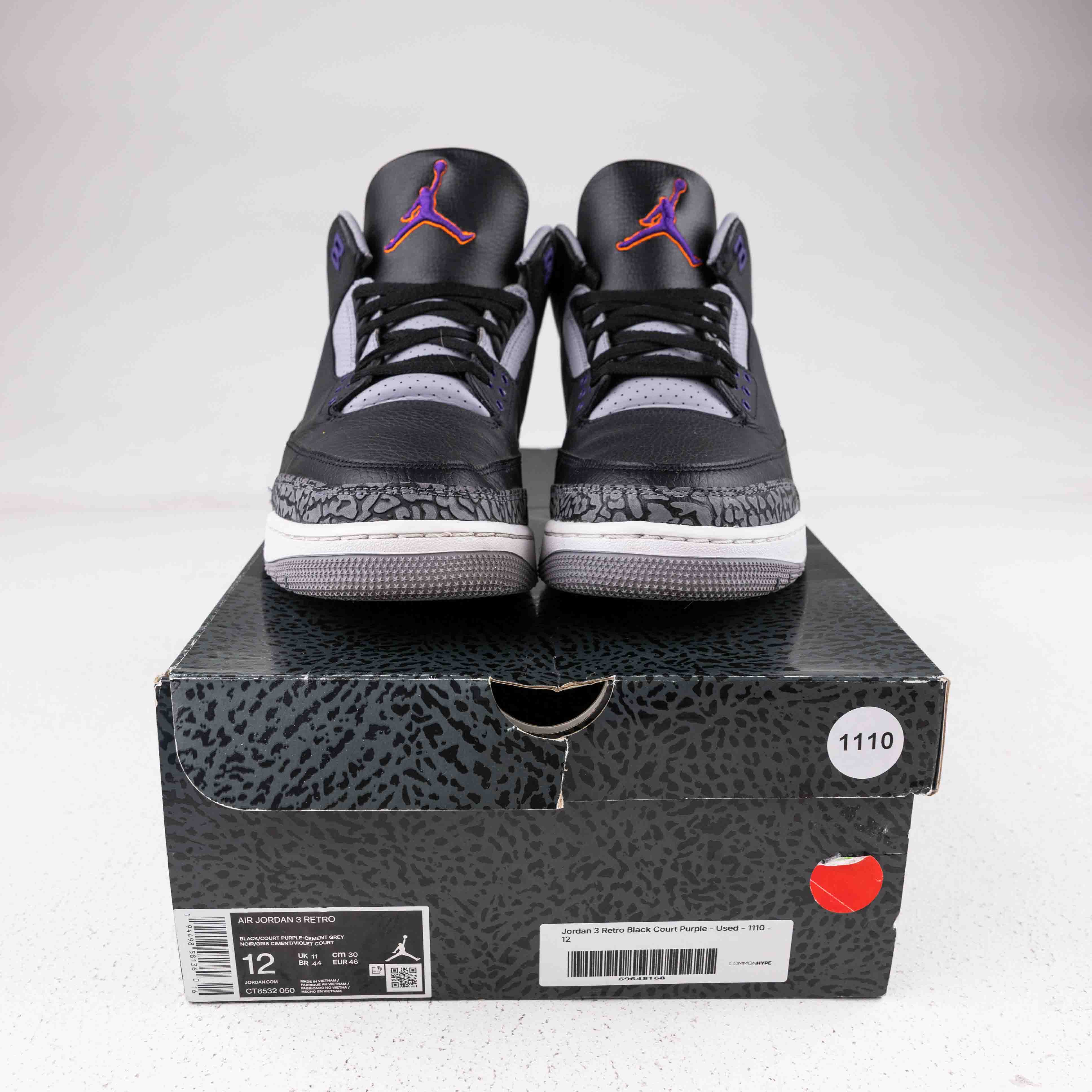Jordan 3 Retro Black Court Purple - Used - 1110 - Common Hype