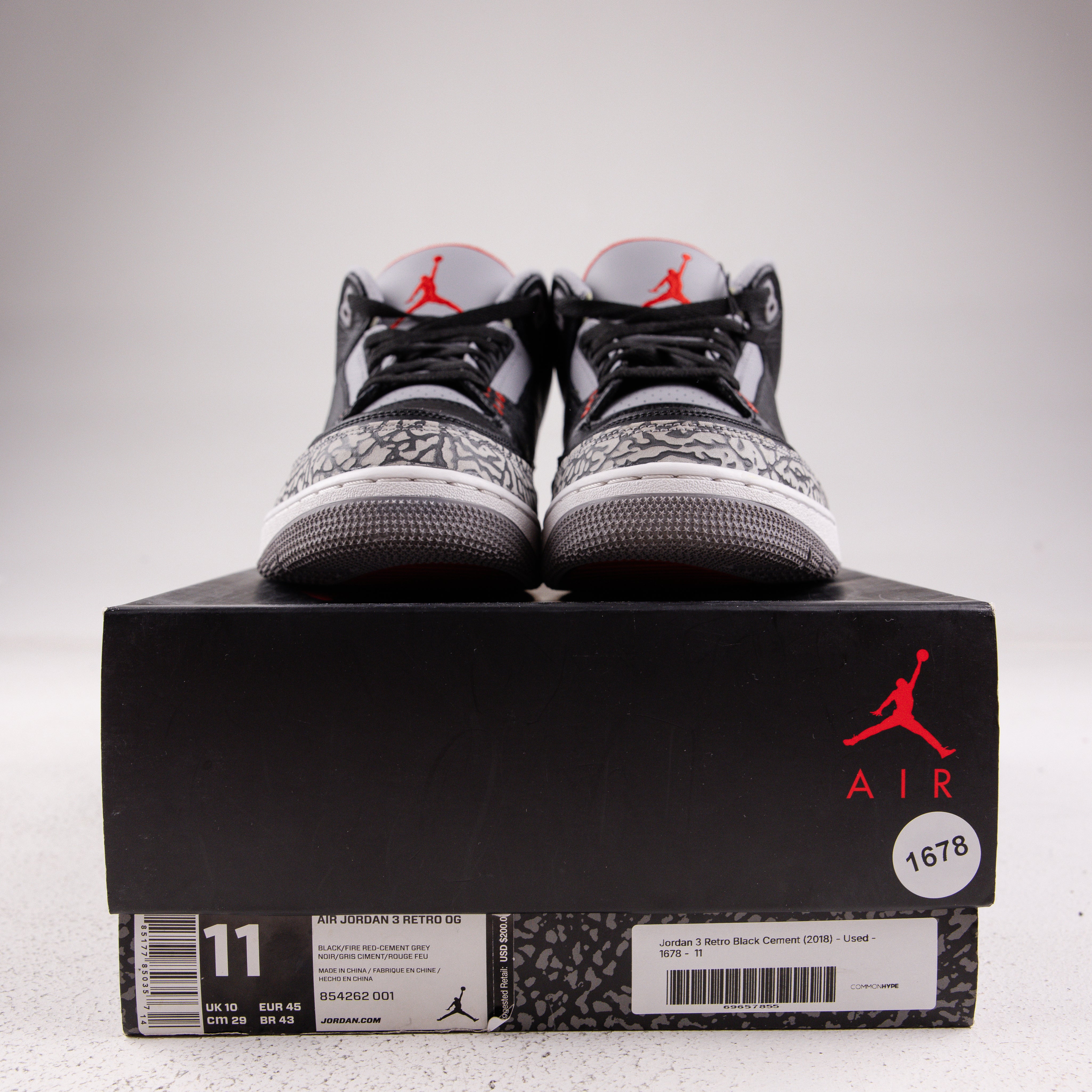 Jordan 3 Retro Black Cement (2018) - Used - 1678