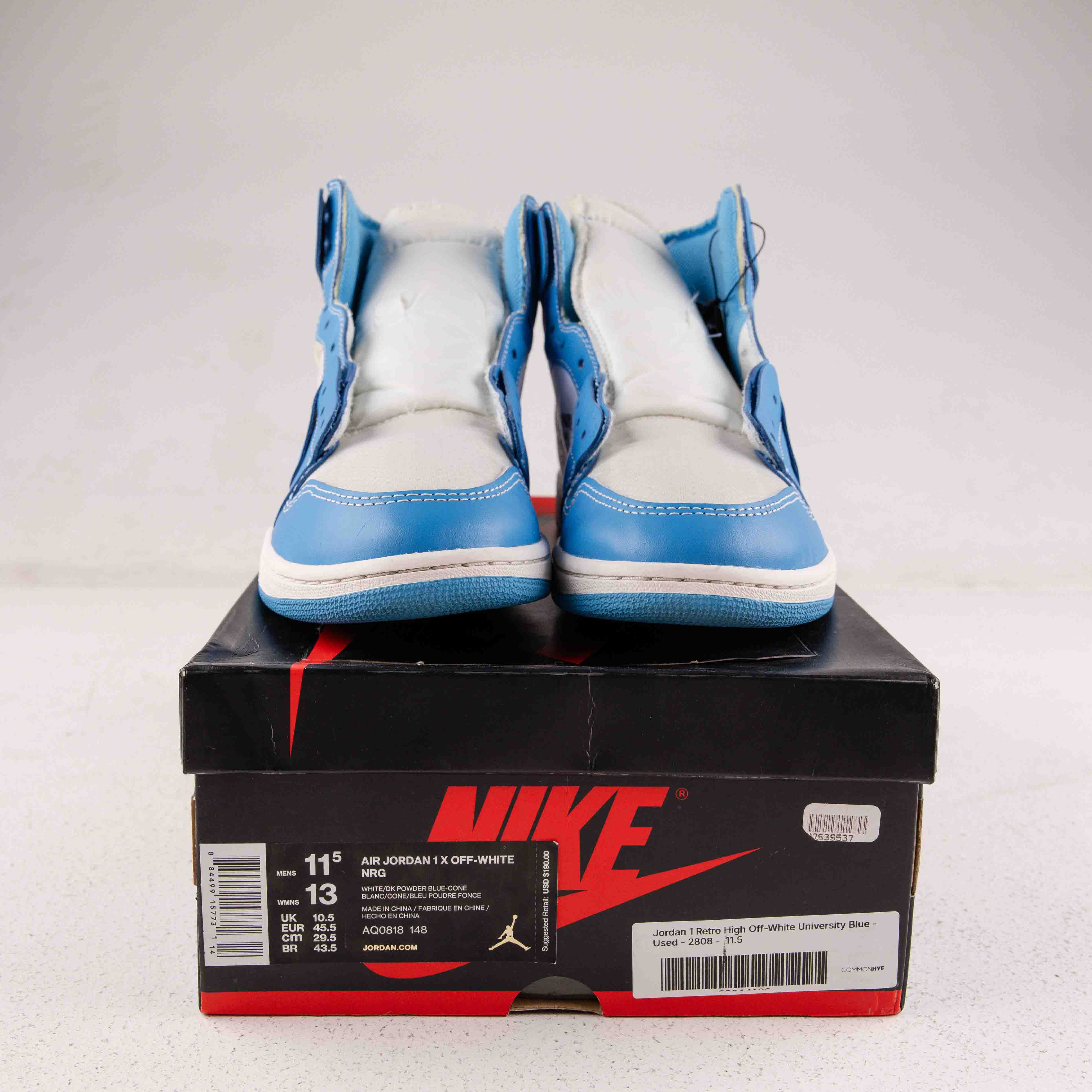 Jordan 1 Retro High Off-White University Blue - Used - 2808 - Common Hype