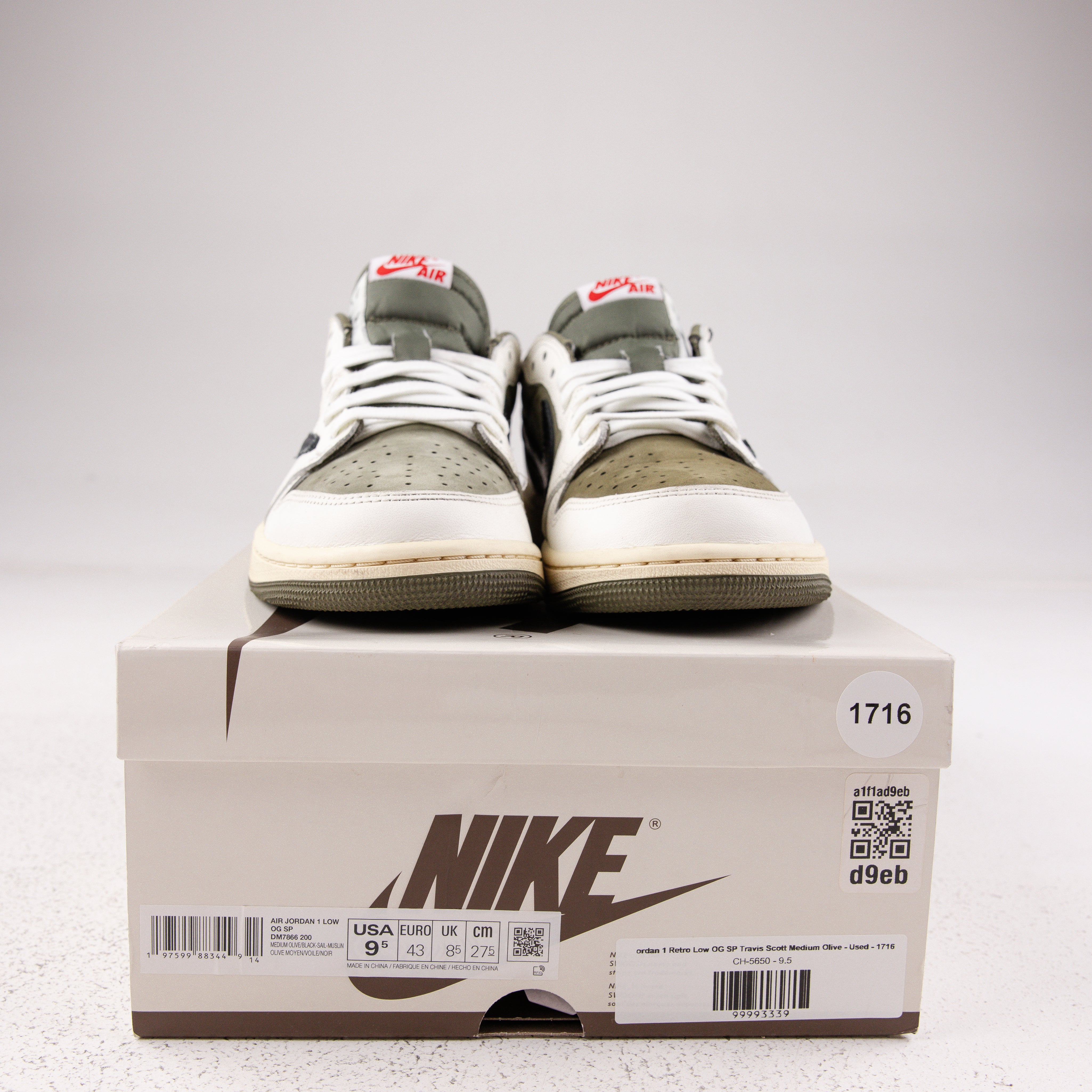 Jordan 1 Retro Low OG SP Travis Scott Medium Olive - Used - 1716