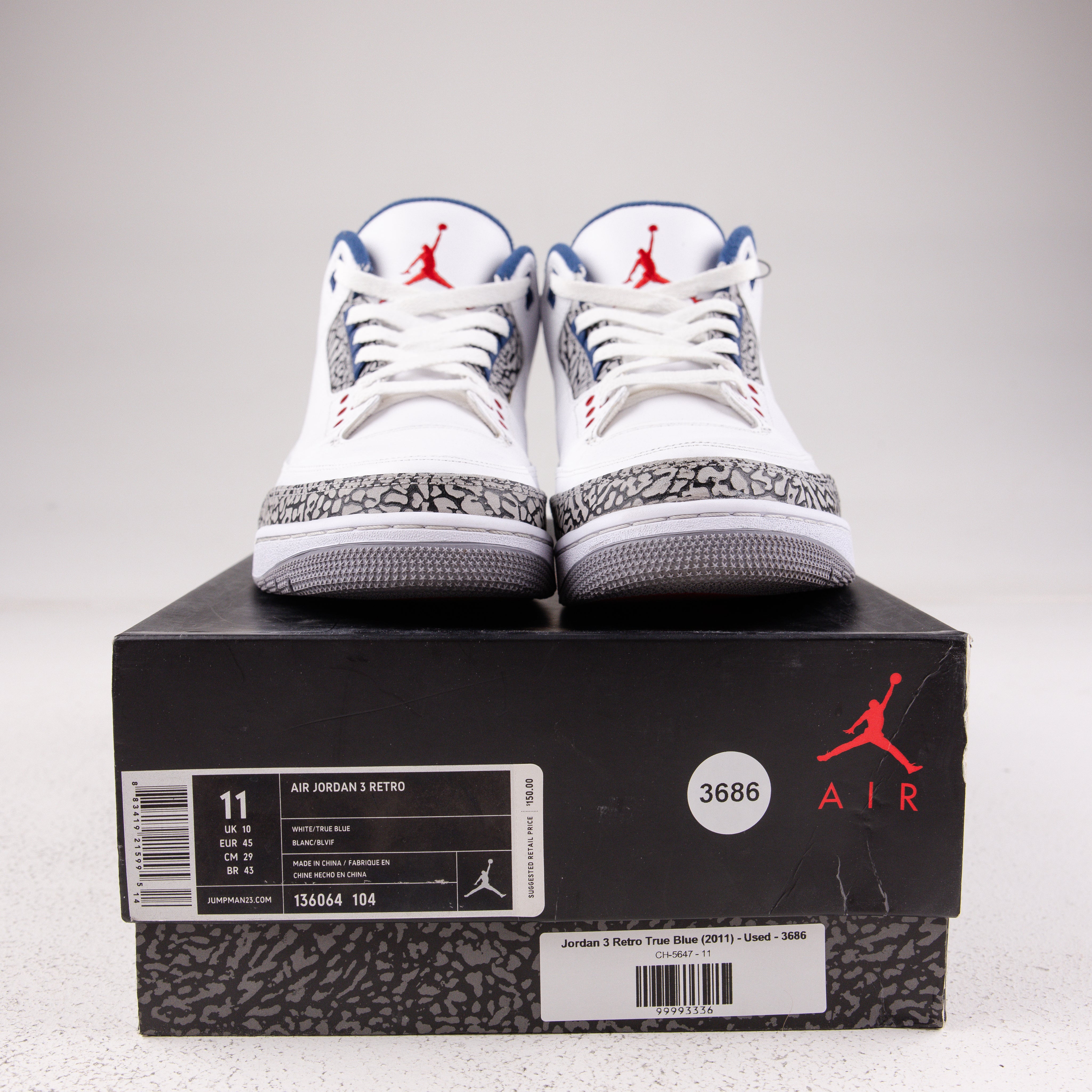 Jordan 3 Retro True Blue (2011) - Used - 3686