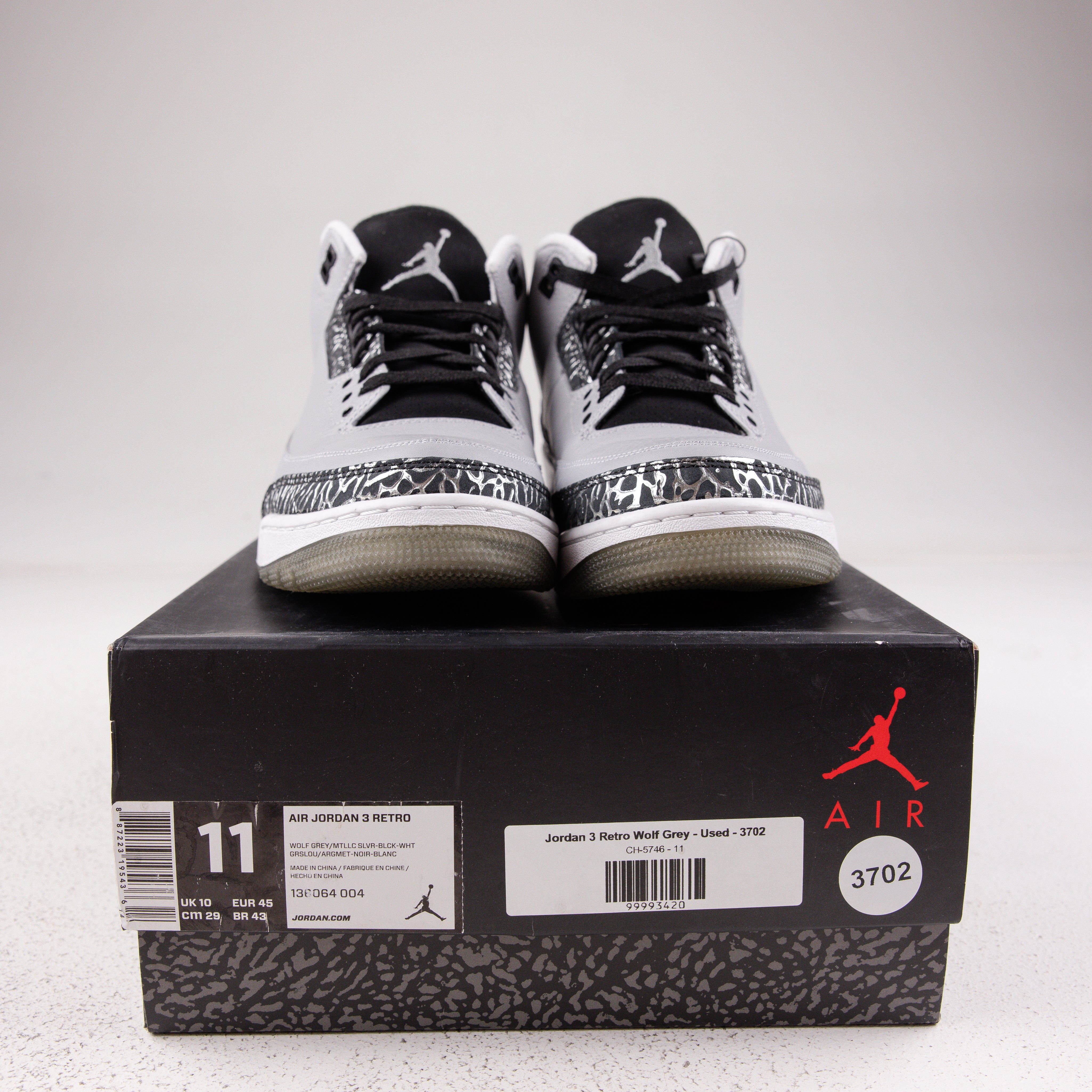 Jordan 3 Retro Wolf Grey - Used - 3702