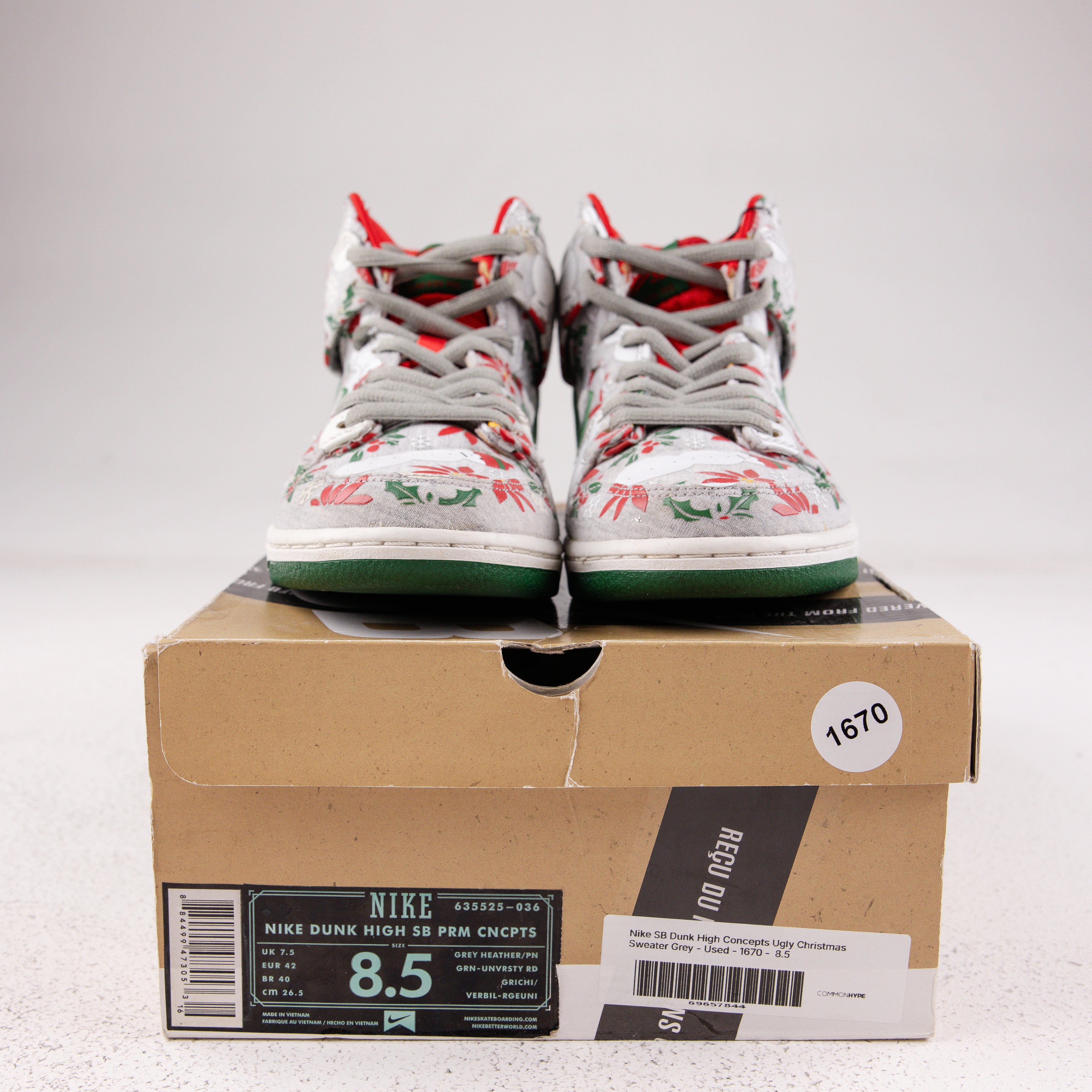Nike SB Dunk High Concepts Ugly Christmas Sweater Grey - Used - 1670