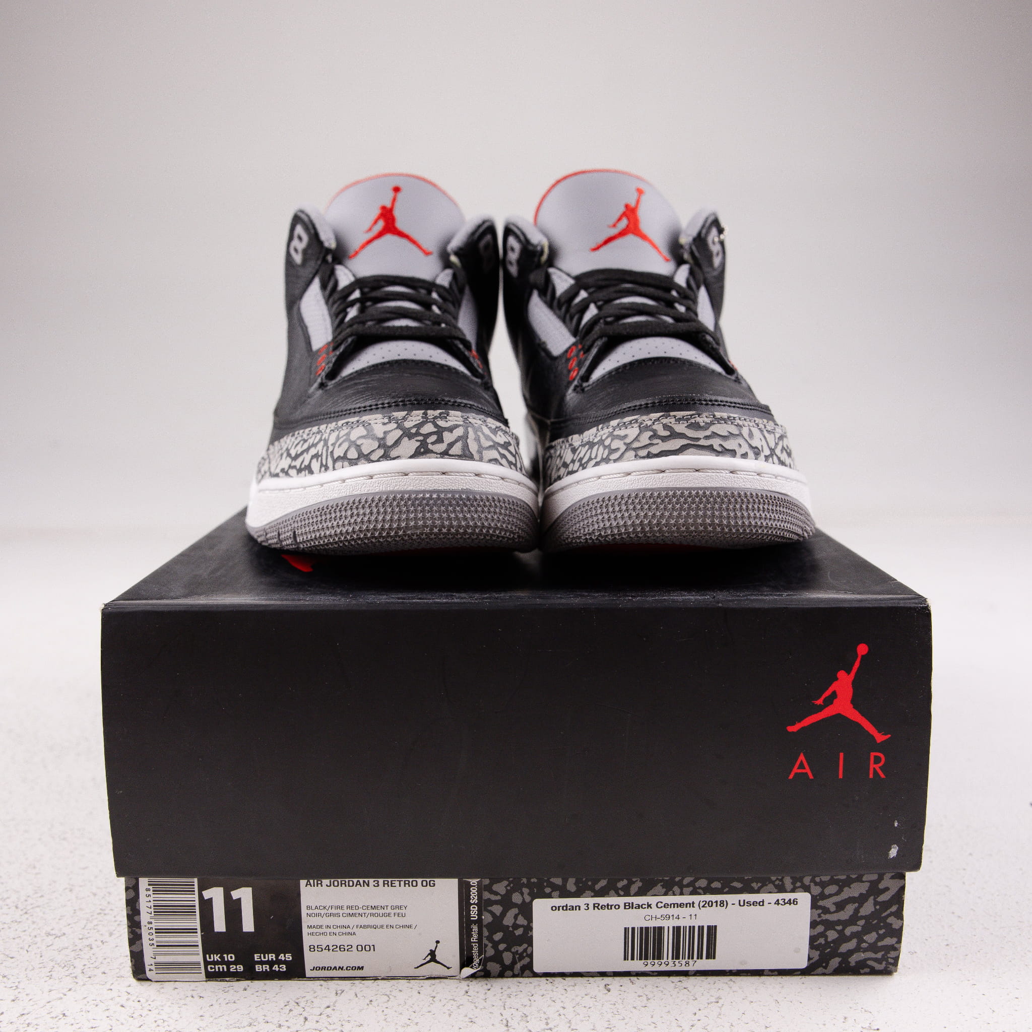 Jordan 3 Retro Black Cement (2018) - Used - 4346
