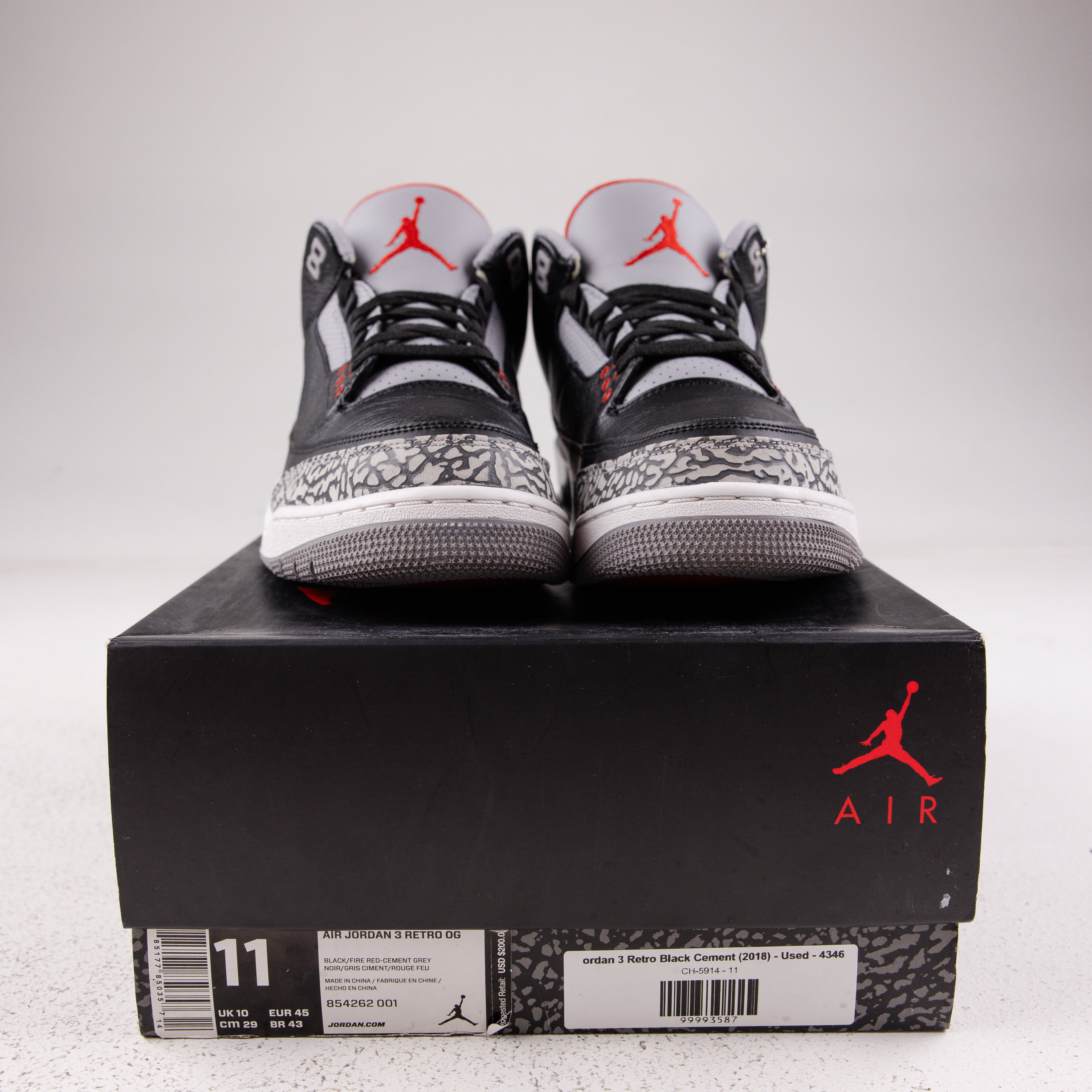 Jordan 3 Retro Black Cement (2018) - Used - 4346