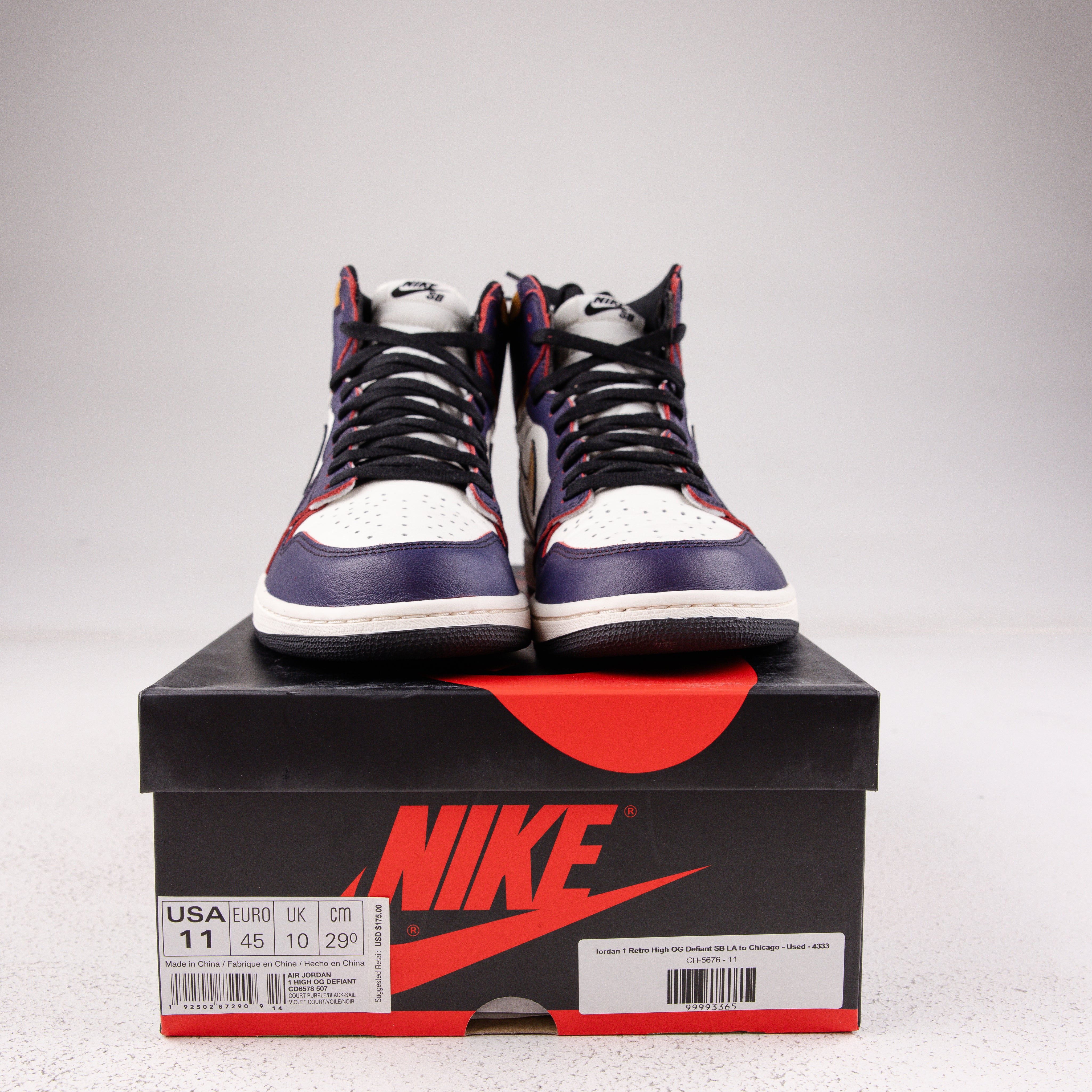 Jordan 1 Retro High OG Defiant SB LA to Chicago - Used - 4333
