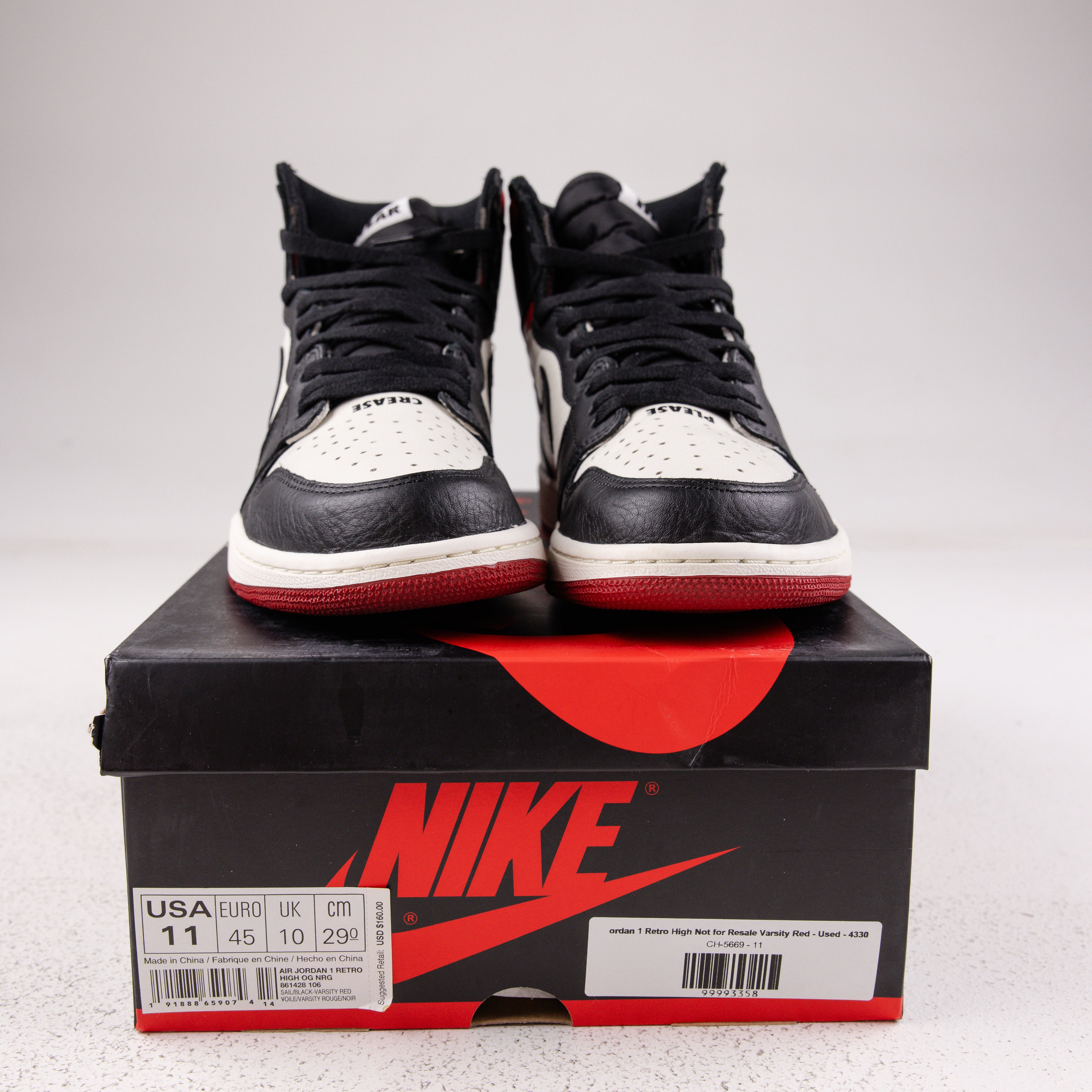 Jordan 1 Retro High Not for Resale Varsity Red - Used - 4330