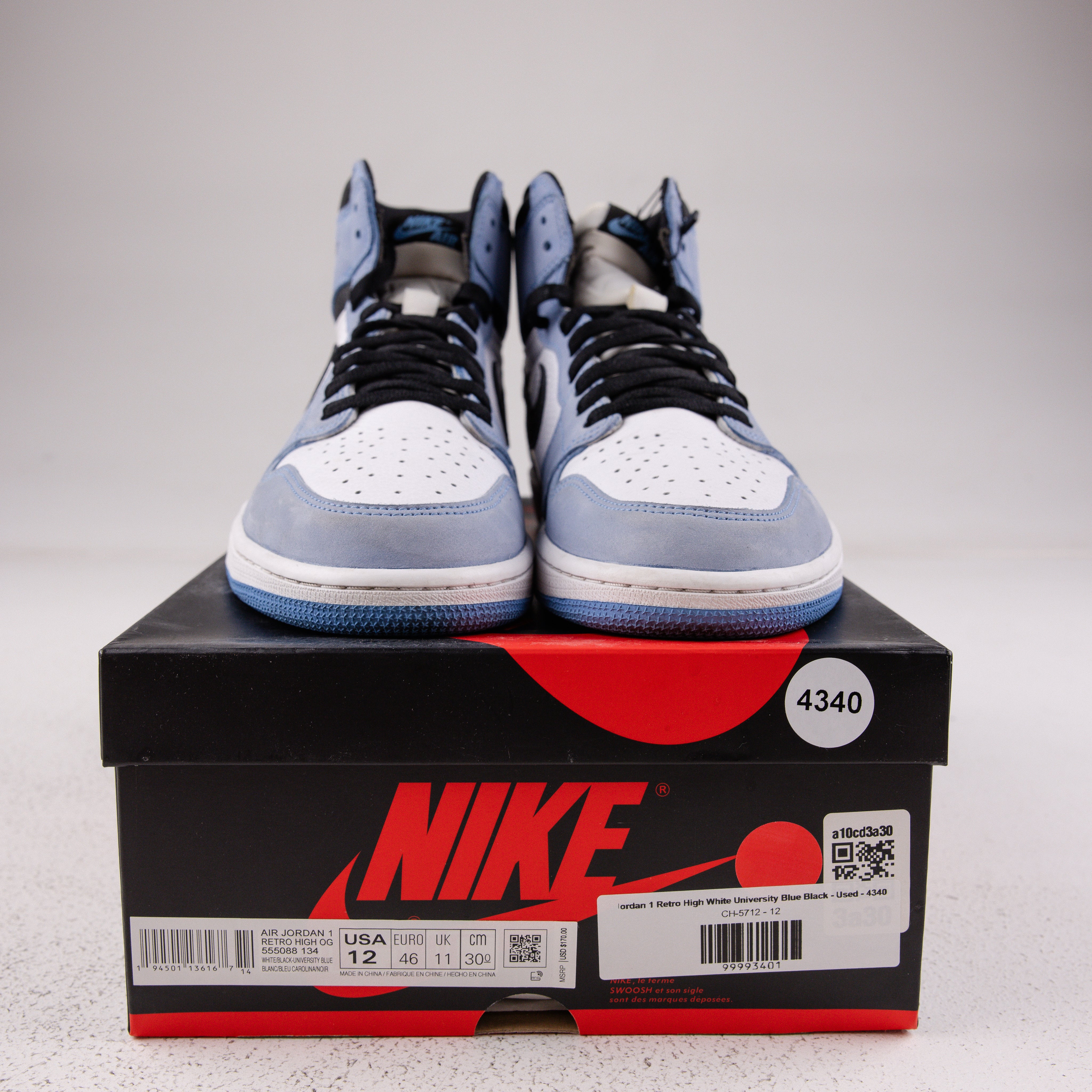 Jordan 1 Retro High White University Blue Black - Used - 4340