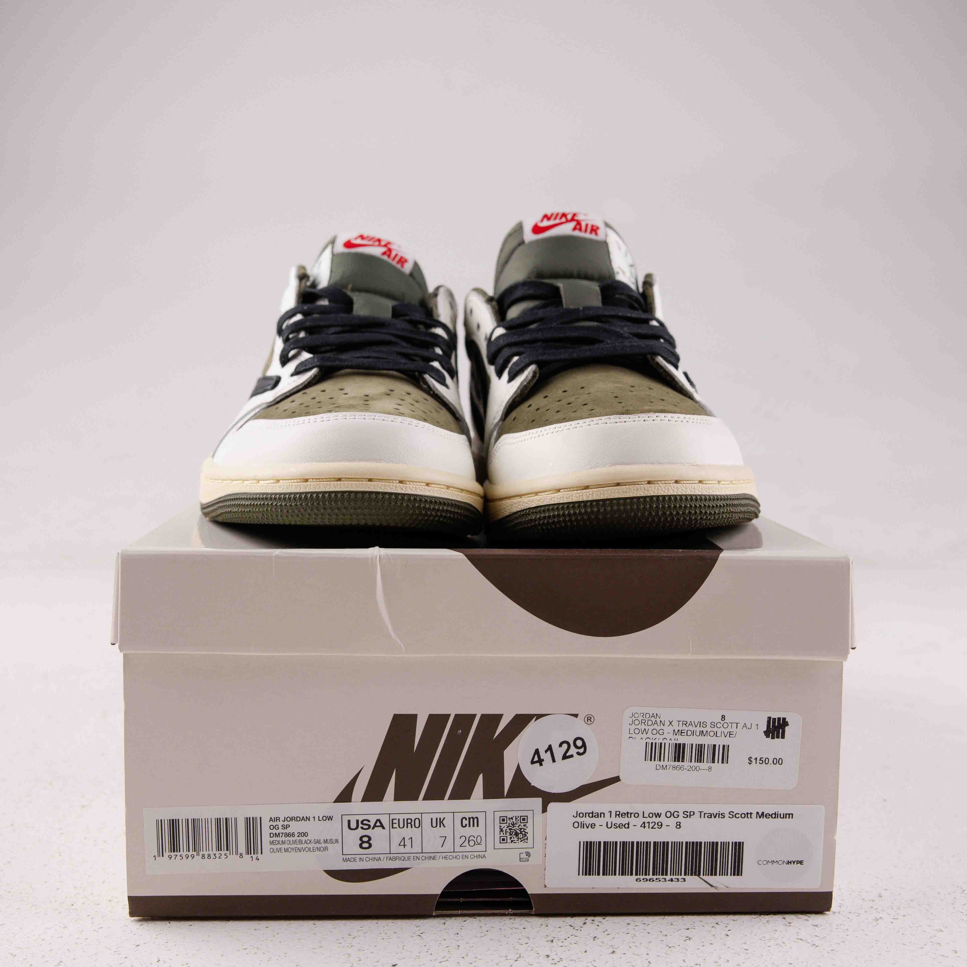 Jordan 1 Retro Low OG SP Travis Scott Medium Olive - Used - 4129 - Common Hype