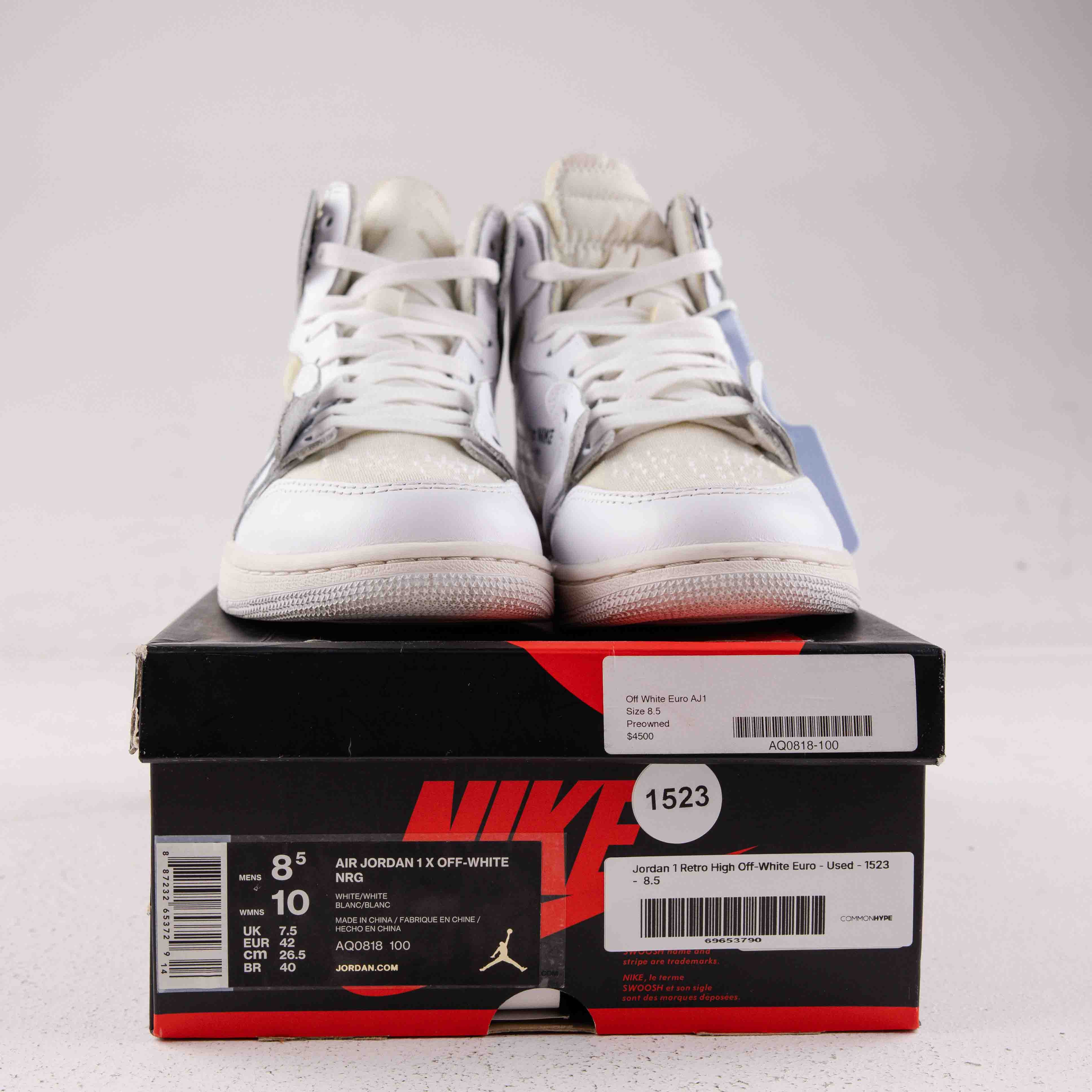 Jordan 1 Retro High Off-White Euro - Used - 1523 - Common Hype