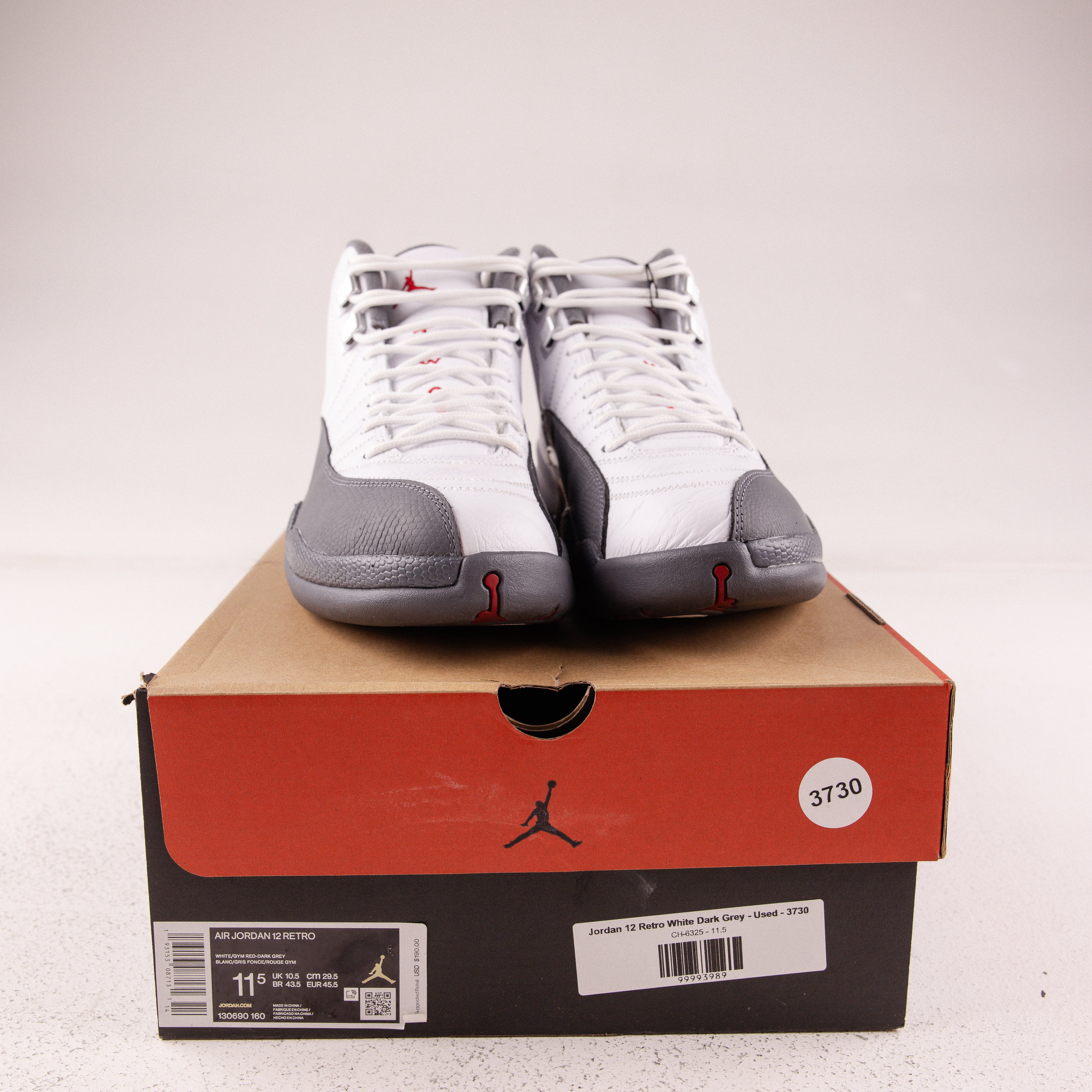 Jordan 12 Retro White Dark Grey - Used - 3730