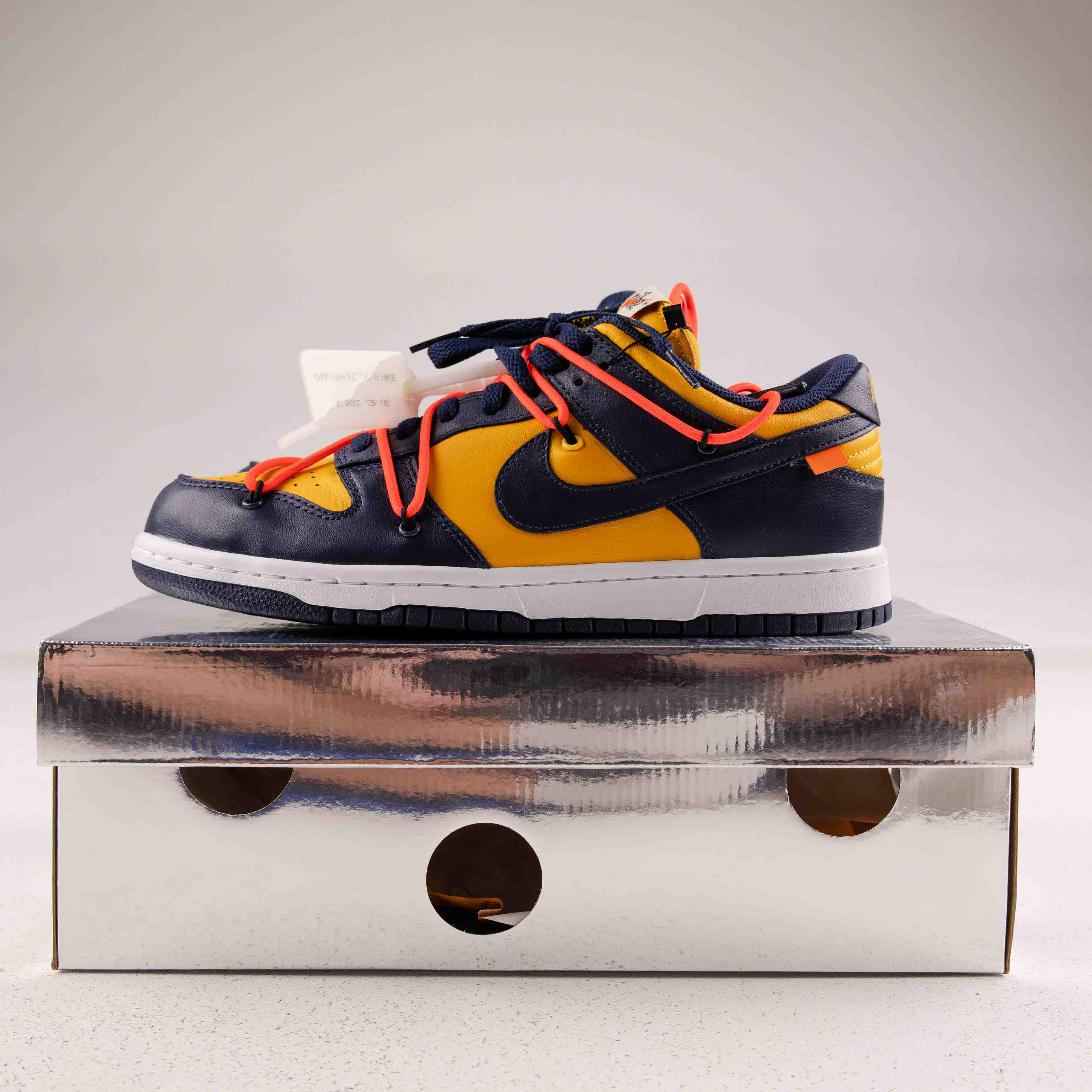 Nike Dunk Low Off-White University Gold Midnight Navy -  Used - 1371 - Common Hype