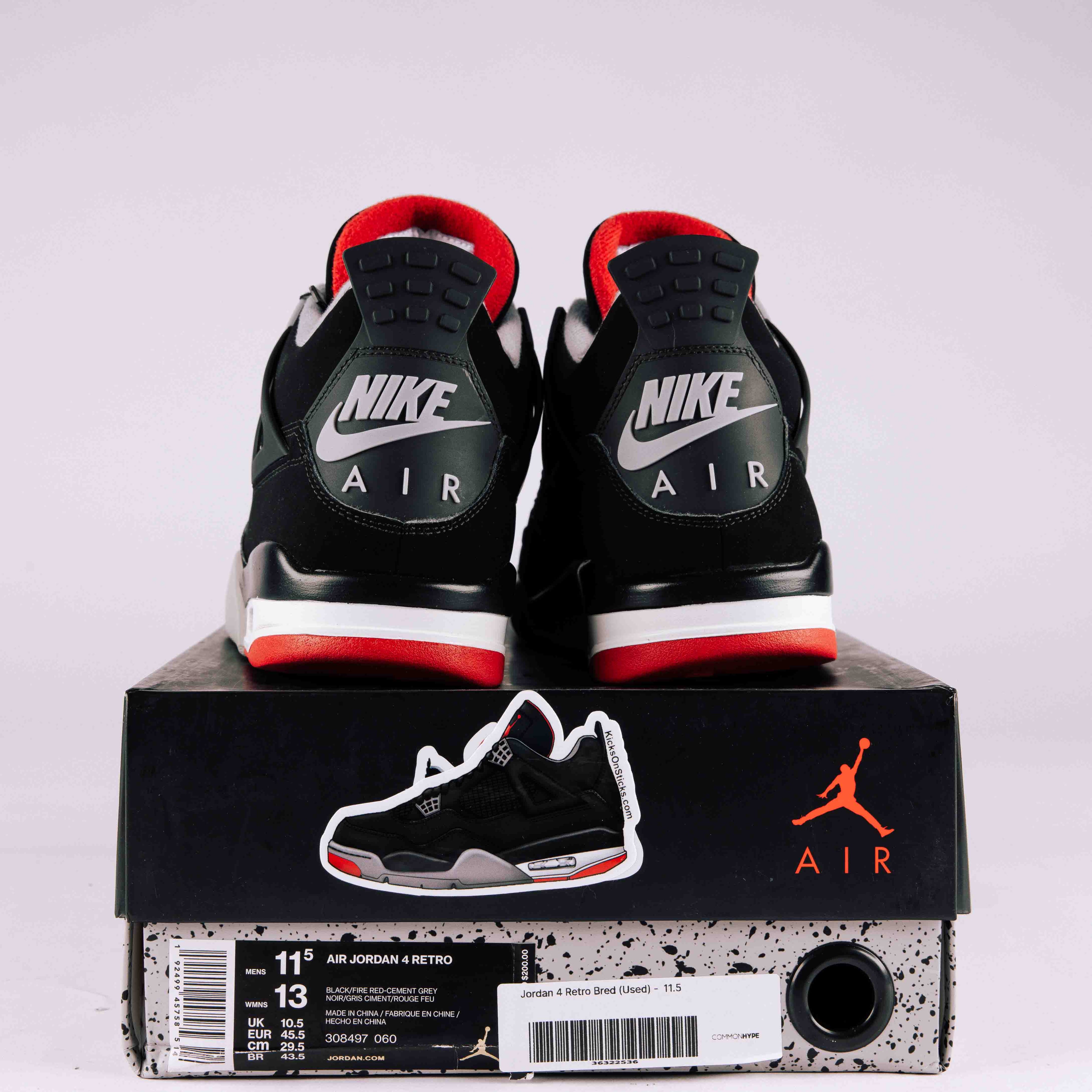 Jordan 4 Retro Bred (2019) - Used - 2008 - Common Hype