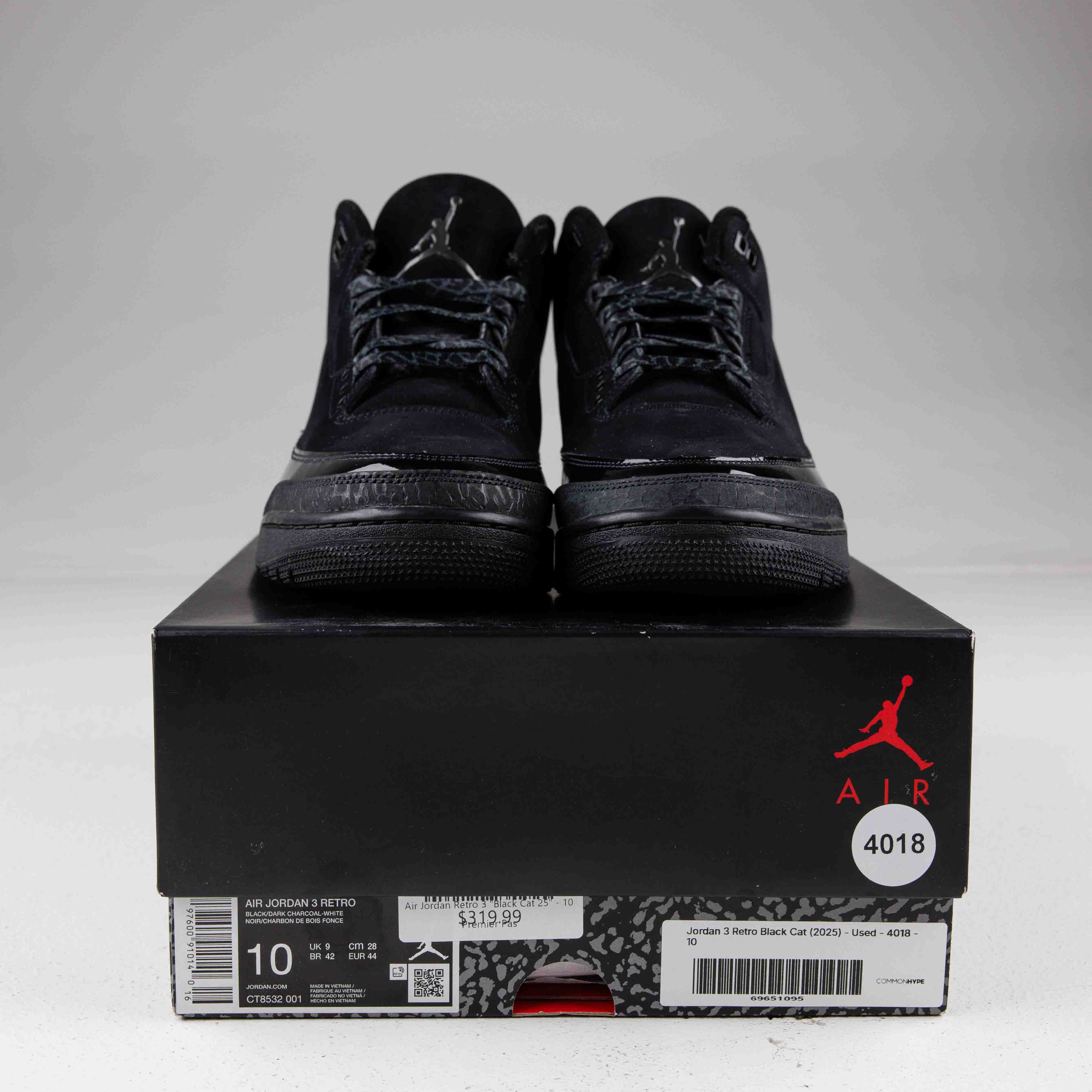Jordan 3 Retro Black Cat (2025) - Used - 4018