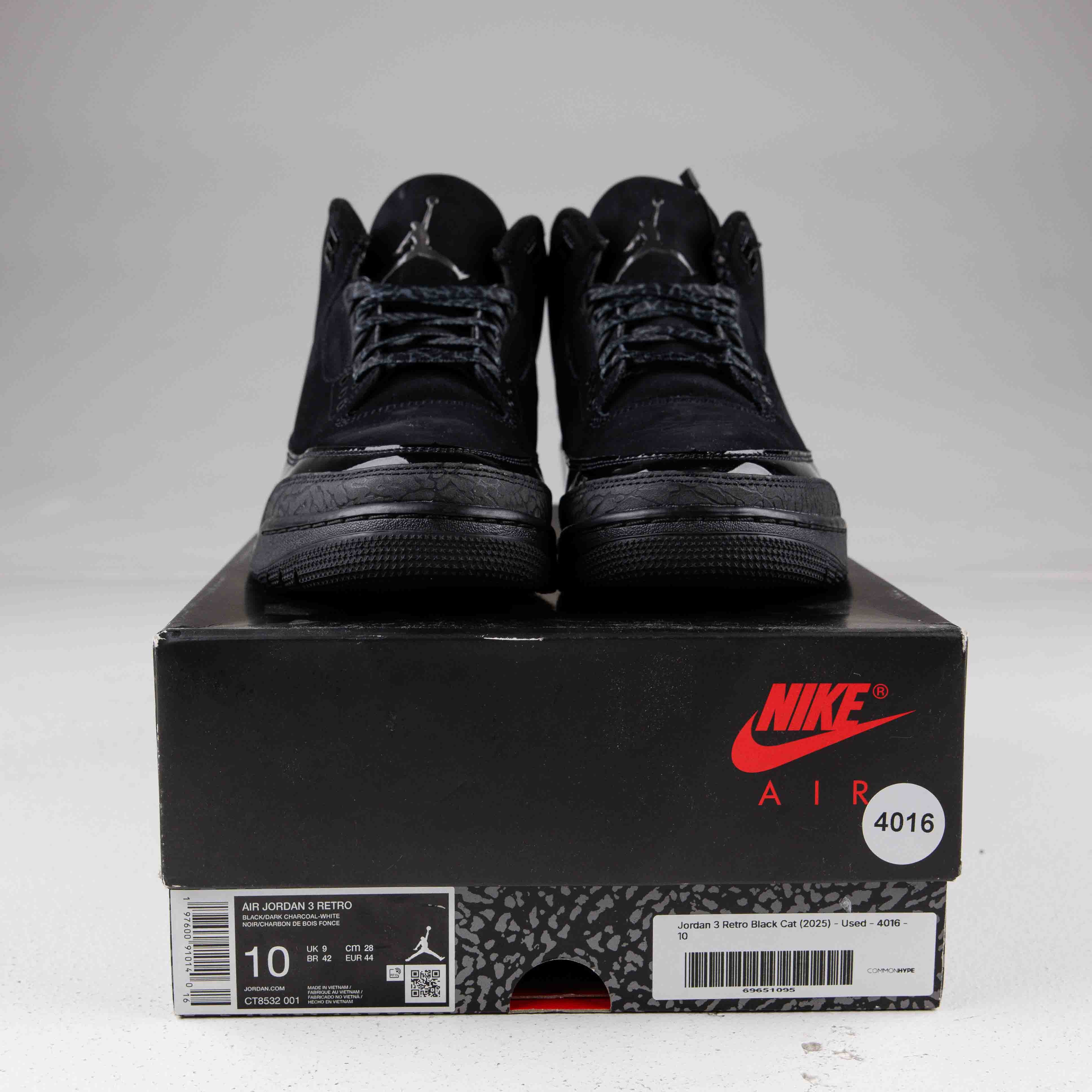 Jordan 3 Retro Black Cat (2025) - Used - 4016