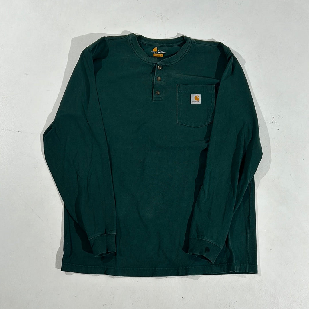 Carhartt Longsleeve Henley Pockey Tee Green - V12 - Common Hype