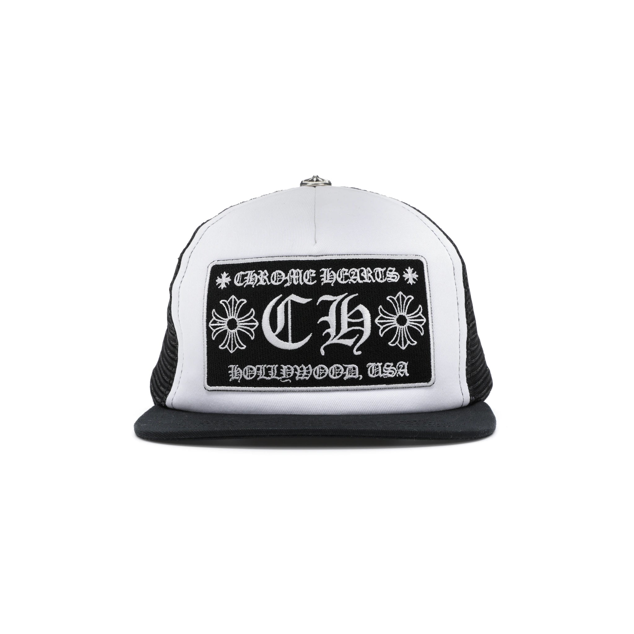 Chrome Hearts CH Hollywood Trucker Hat Black/White - Common Hype