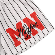 Common Hype Split Pinstripe Mesh Short Ivory