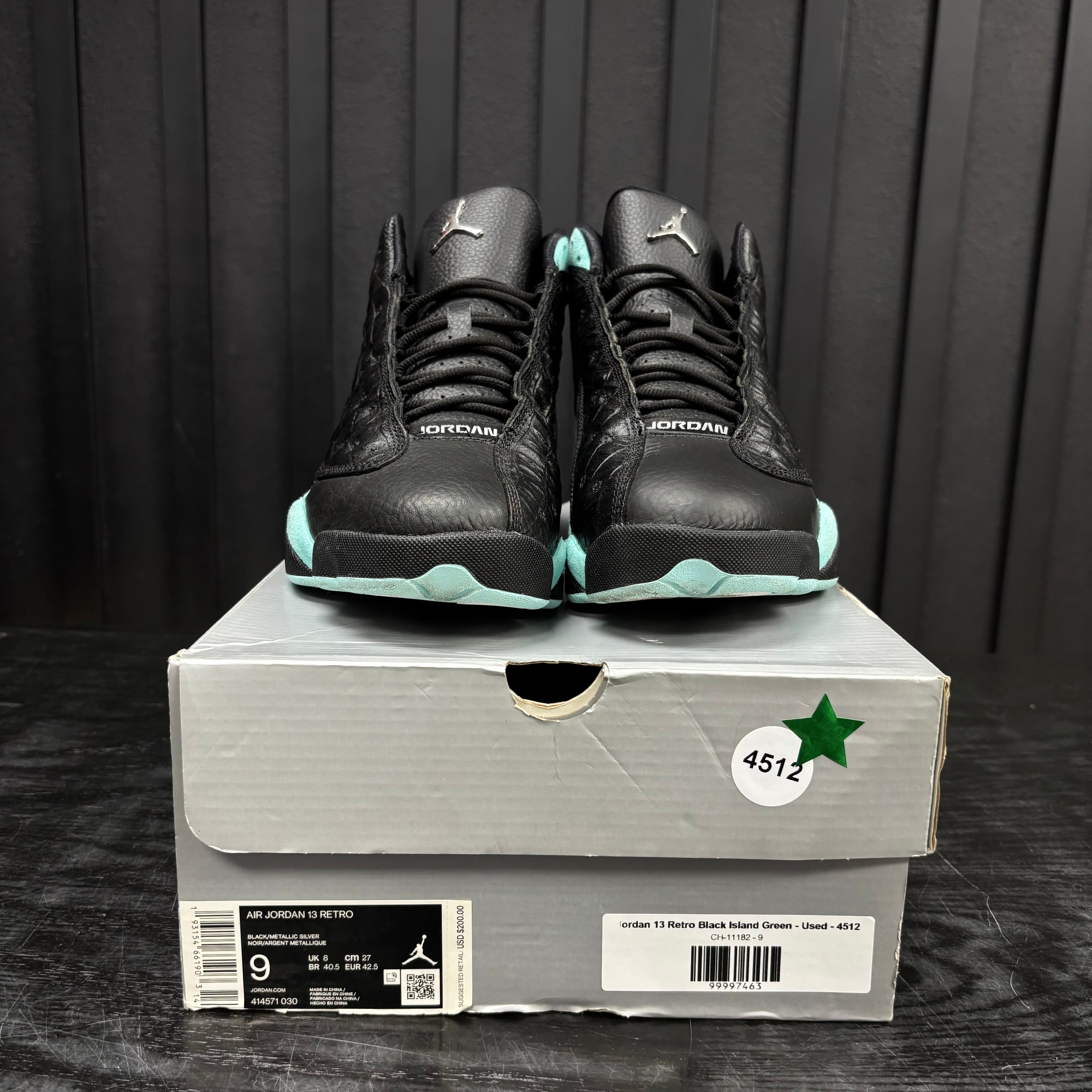 Jordan 13 Retro Black Island Green - Used - 4512