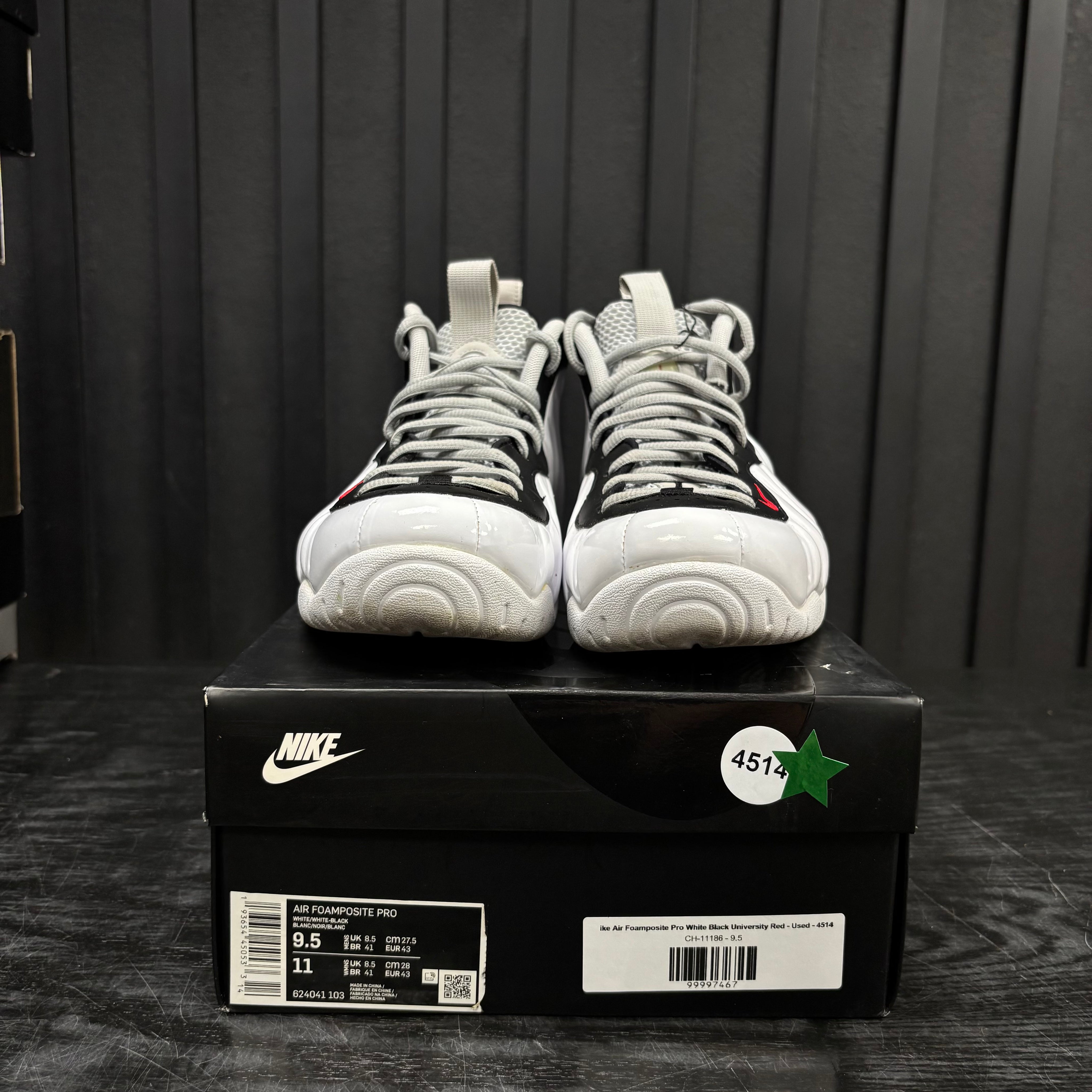 Nike Air Foamposite Pro White Black University Red - Used - 4514