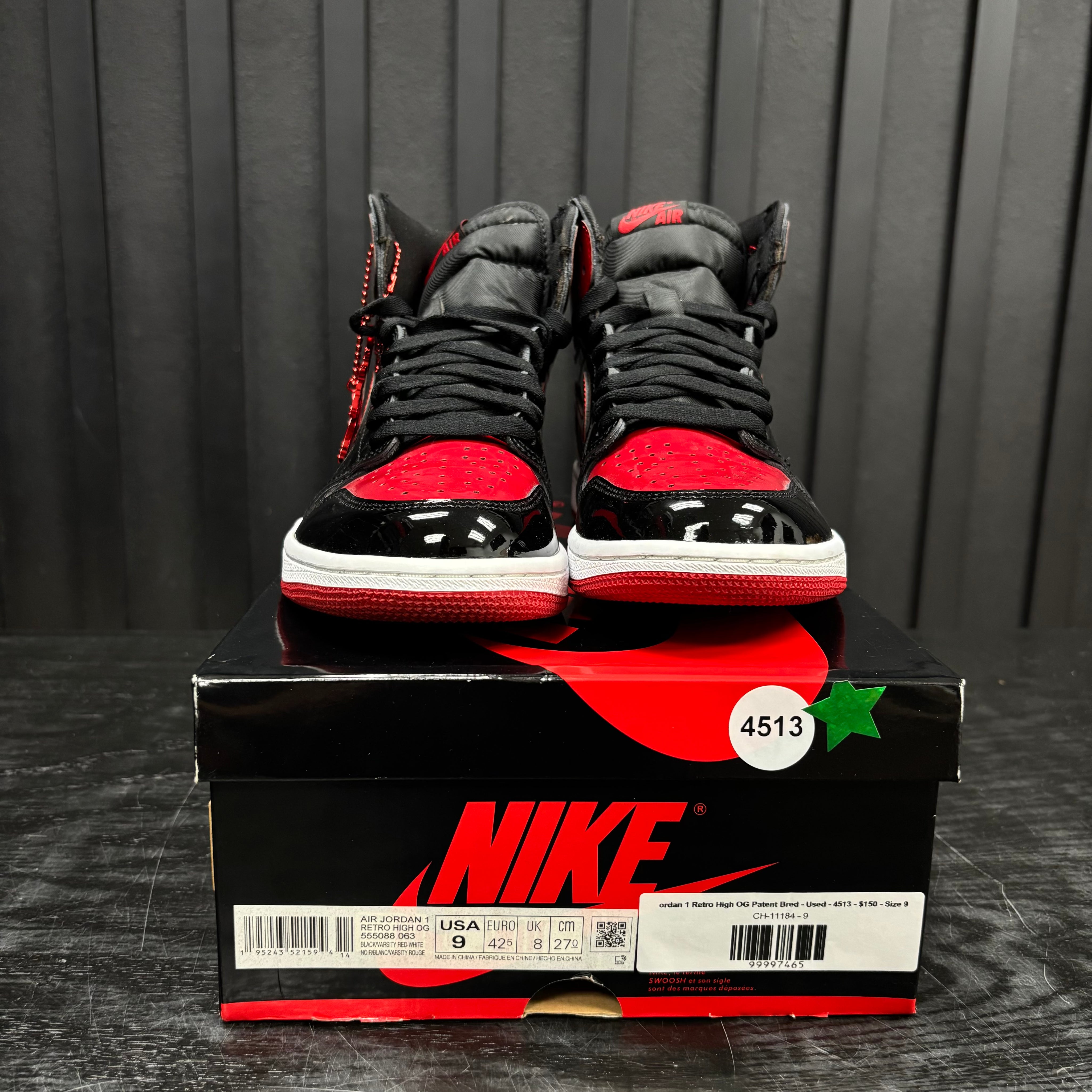 Jordan 1 Retro High OG Patent Bred - Used - 4513