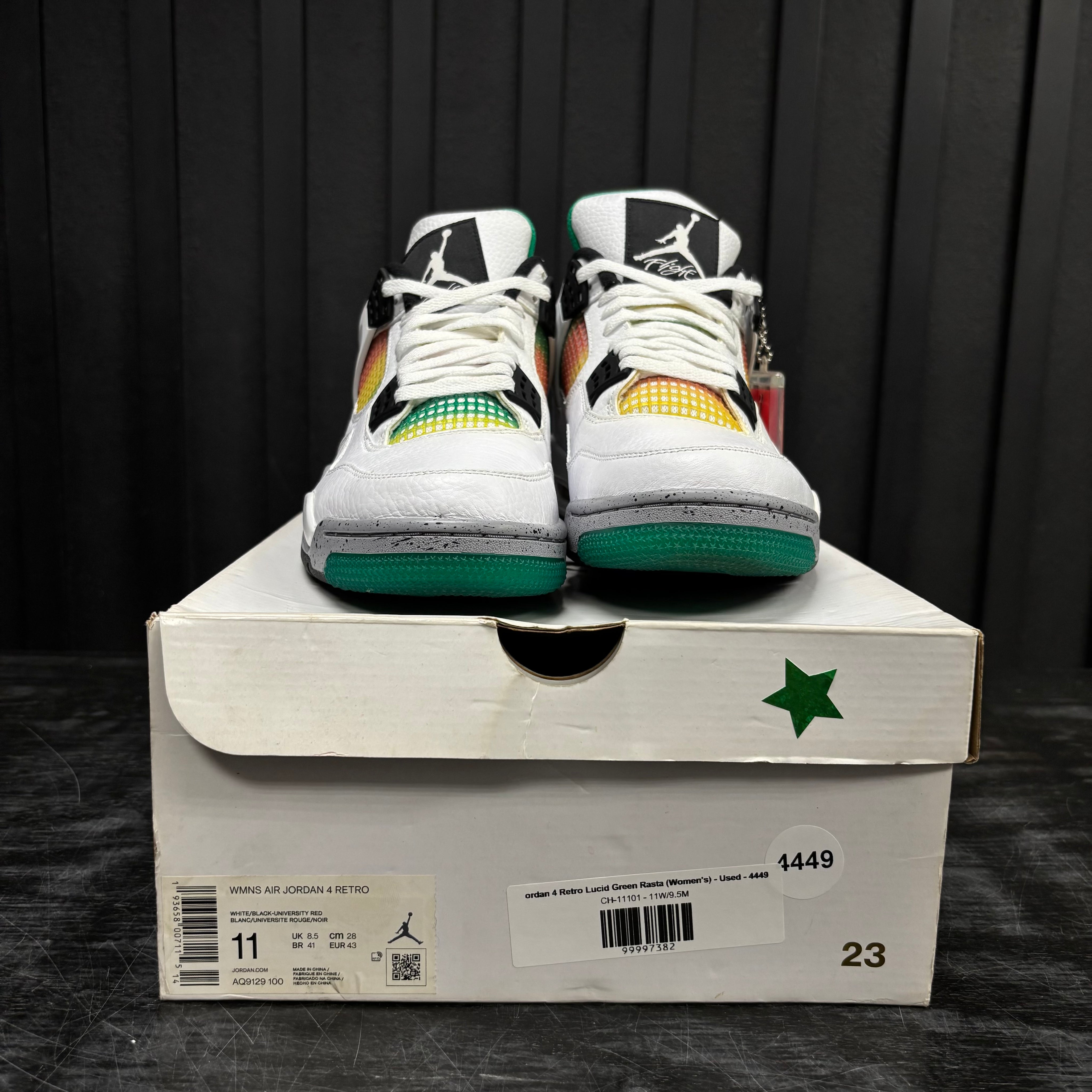 Jordan 4 Retro Lucid Green Rasta (Women's) - Used - 4449