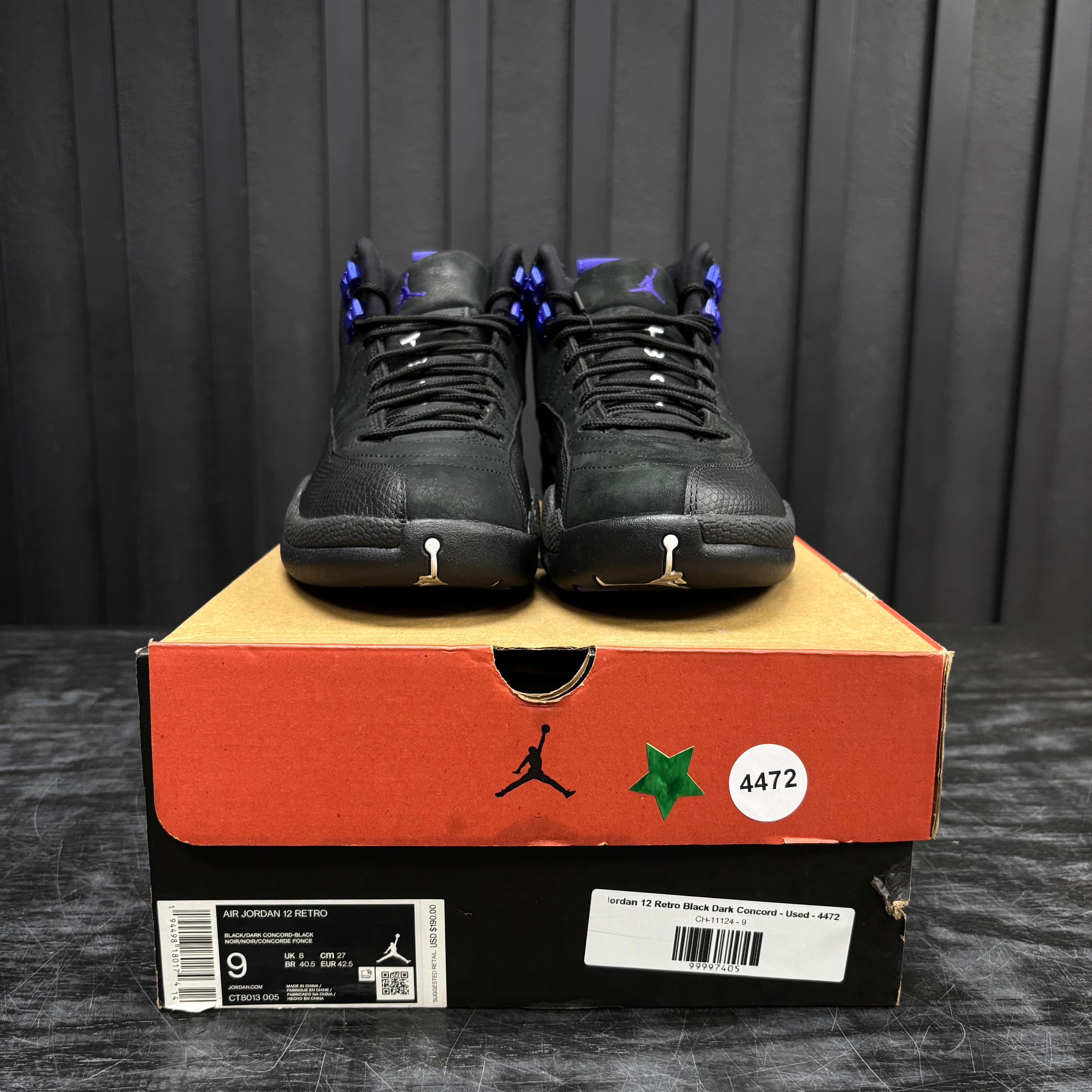 Jordan 12 Retro Black Dark Concord - Used - 4472