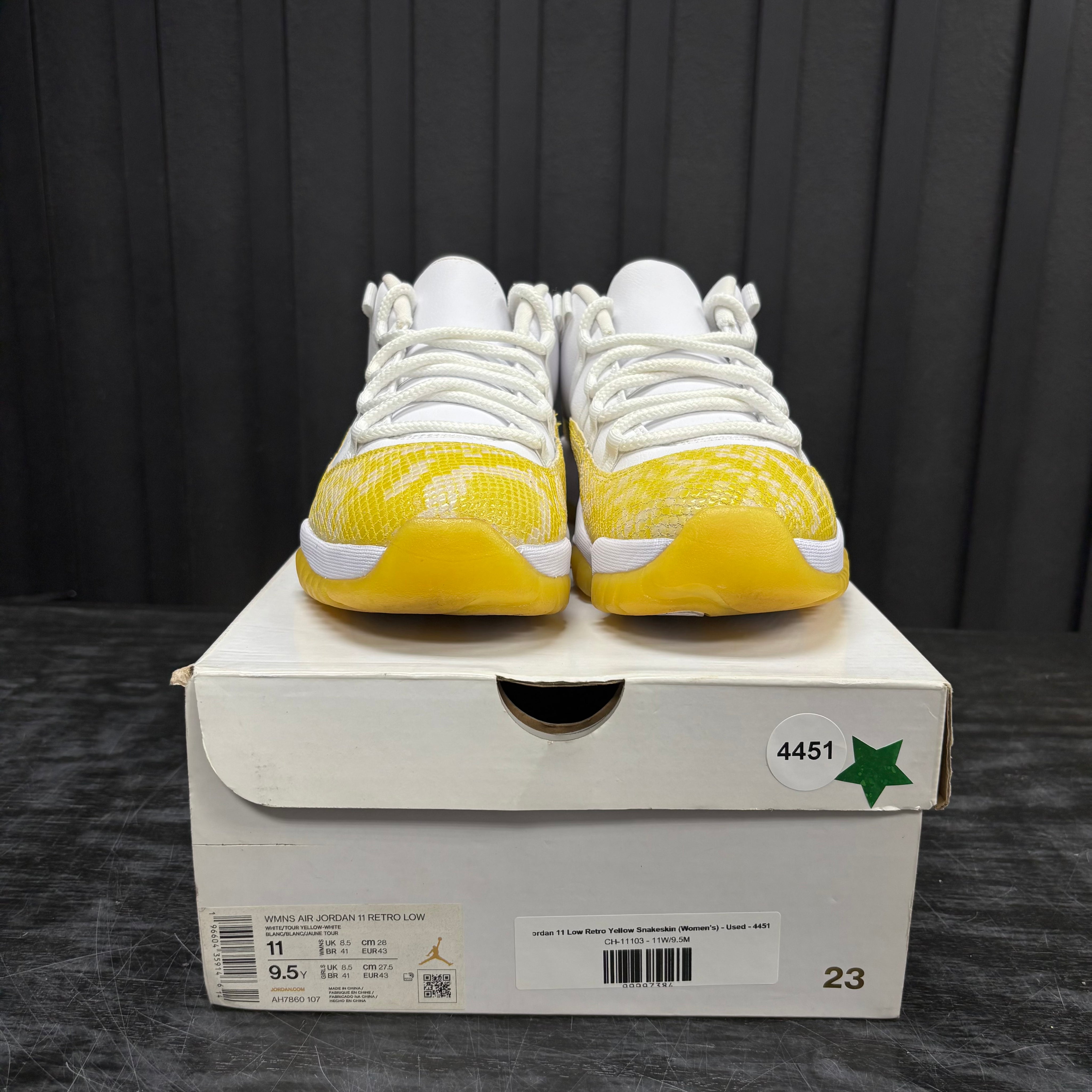 Jordan 11 Low Retro Yellow Snakeskin (Women's) - Used - 4451