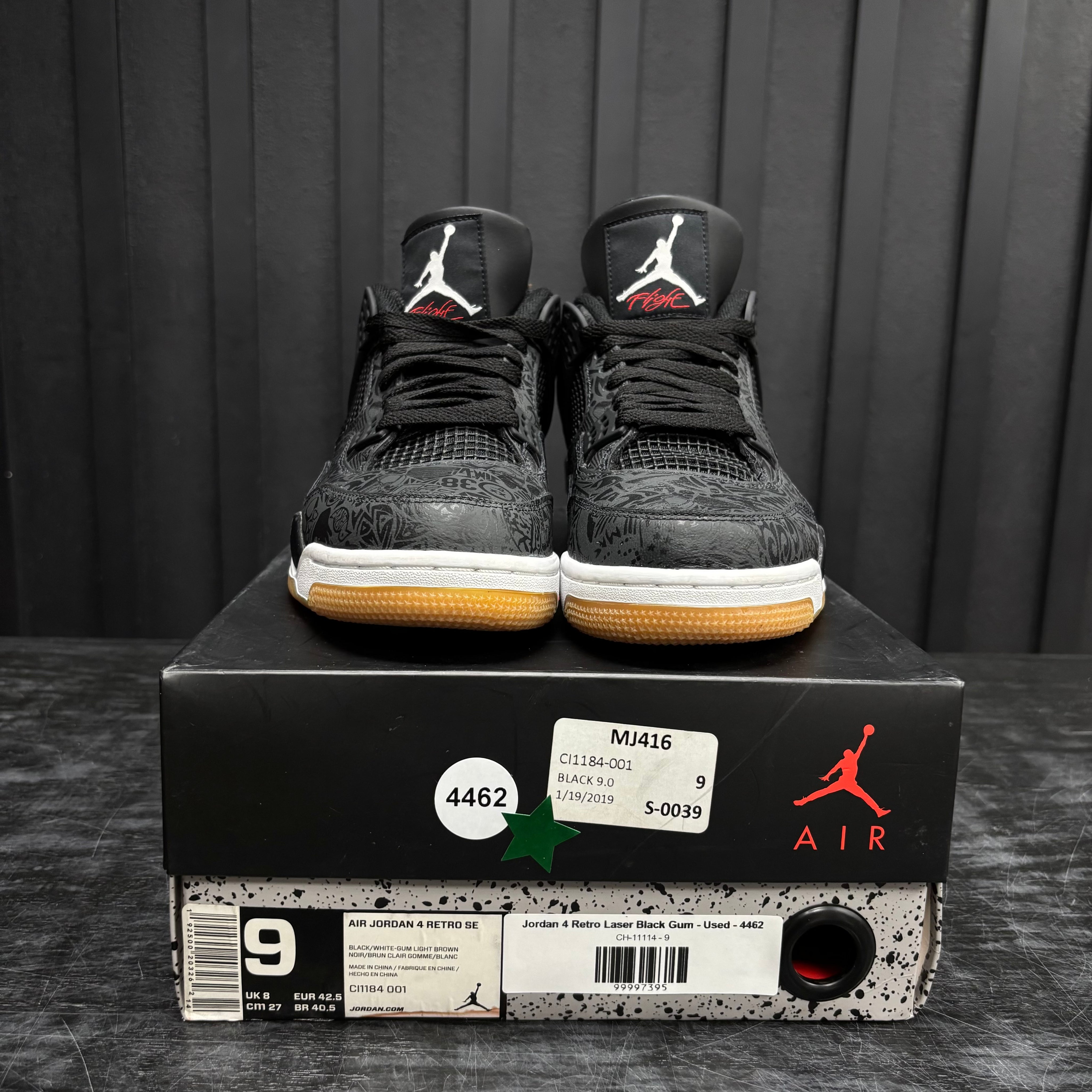 Jordan 4 Retro Laser Black Gum - Used - 4462