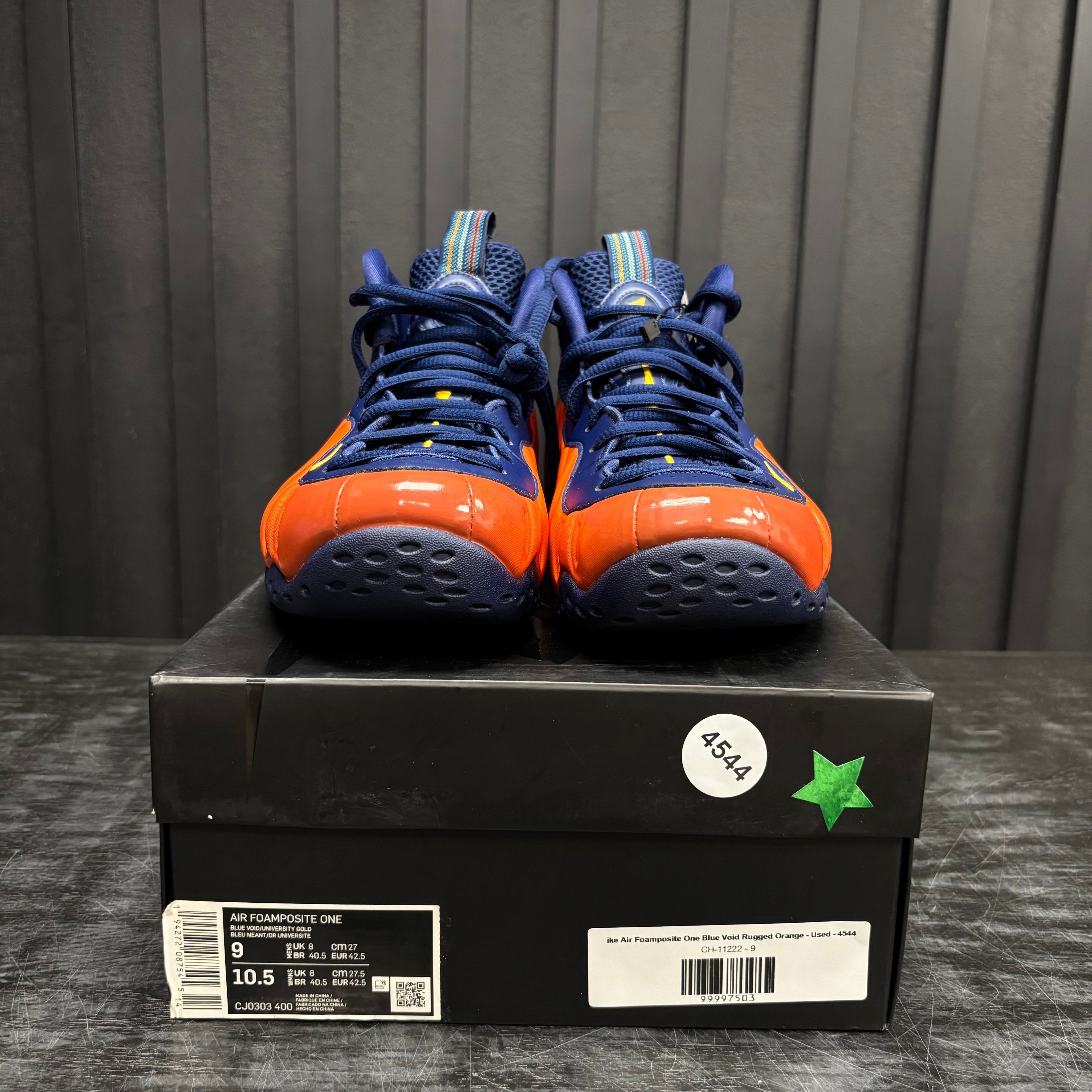 Nike Air Foamposite One Blue Void Rugged Orange - Used - 4544