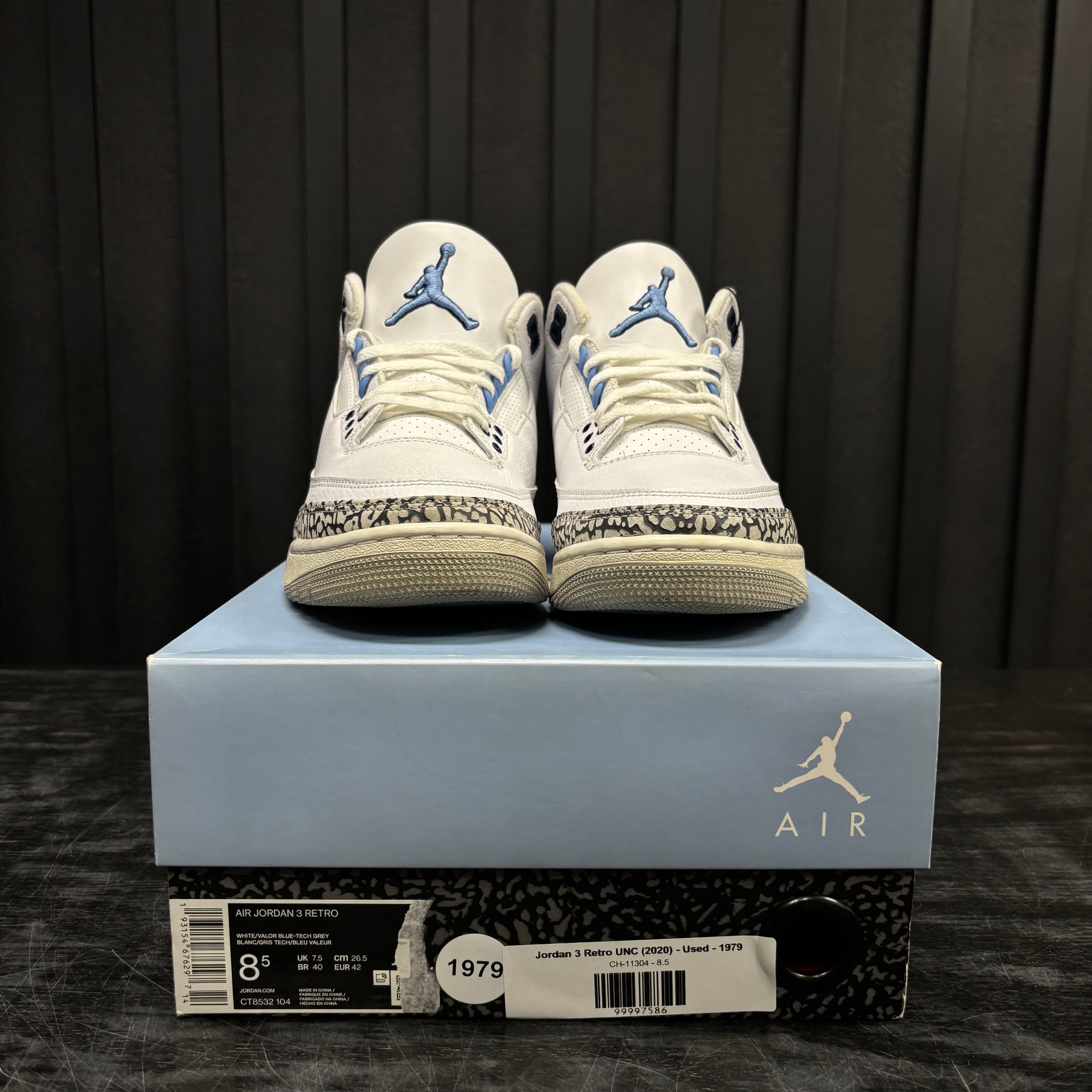 Jordan 3 Retro UNC (2020) - Used - 1979