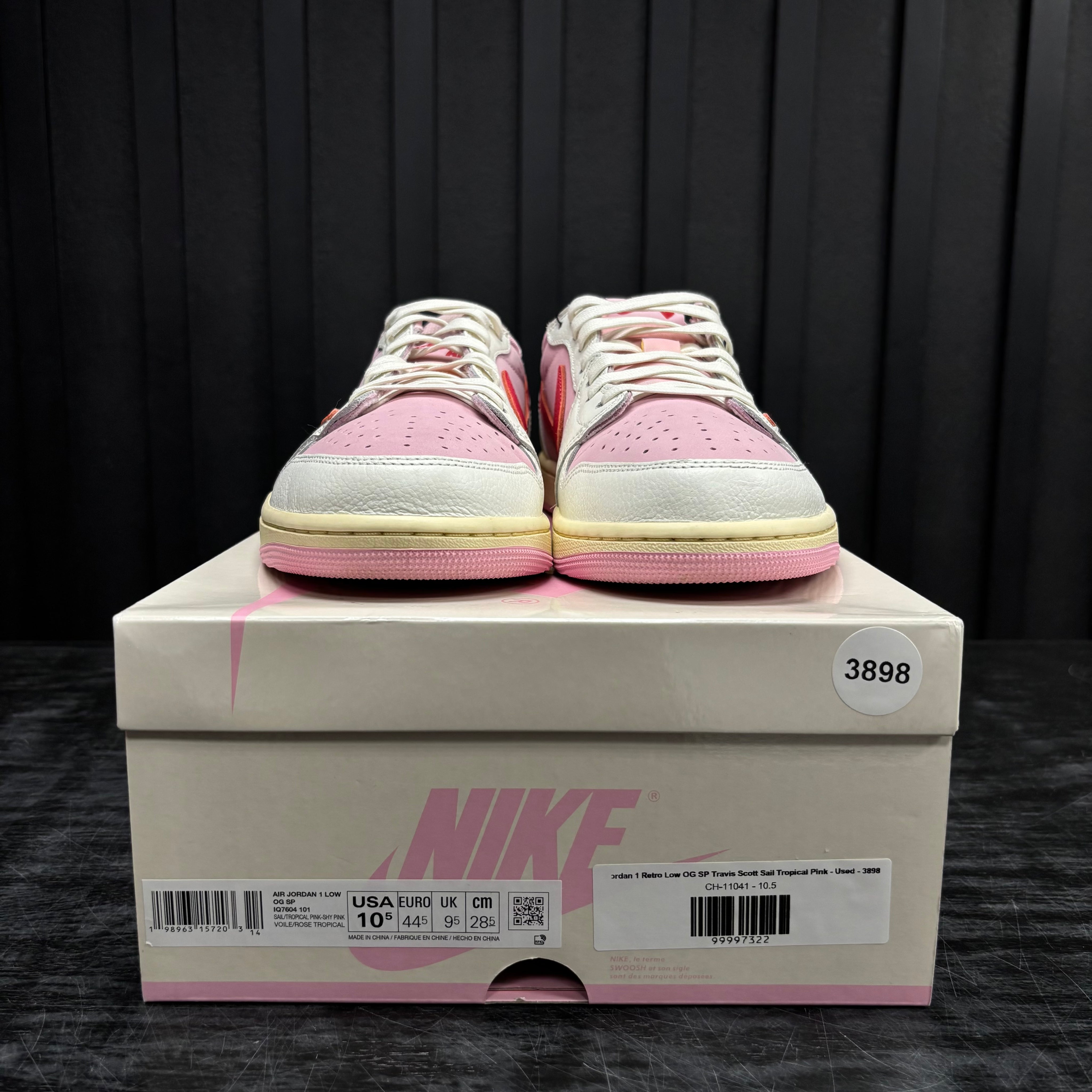 Jordan 1 Retro Low OG SP Travis Scott Sail Tropical Pink - Used - 3898