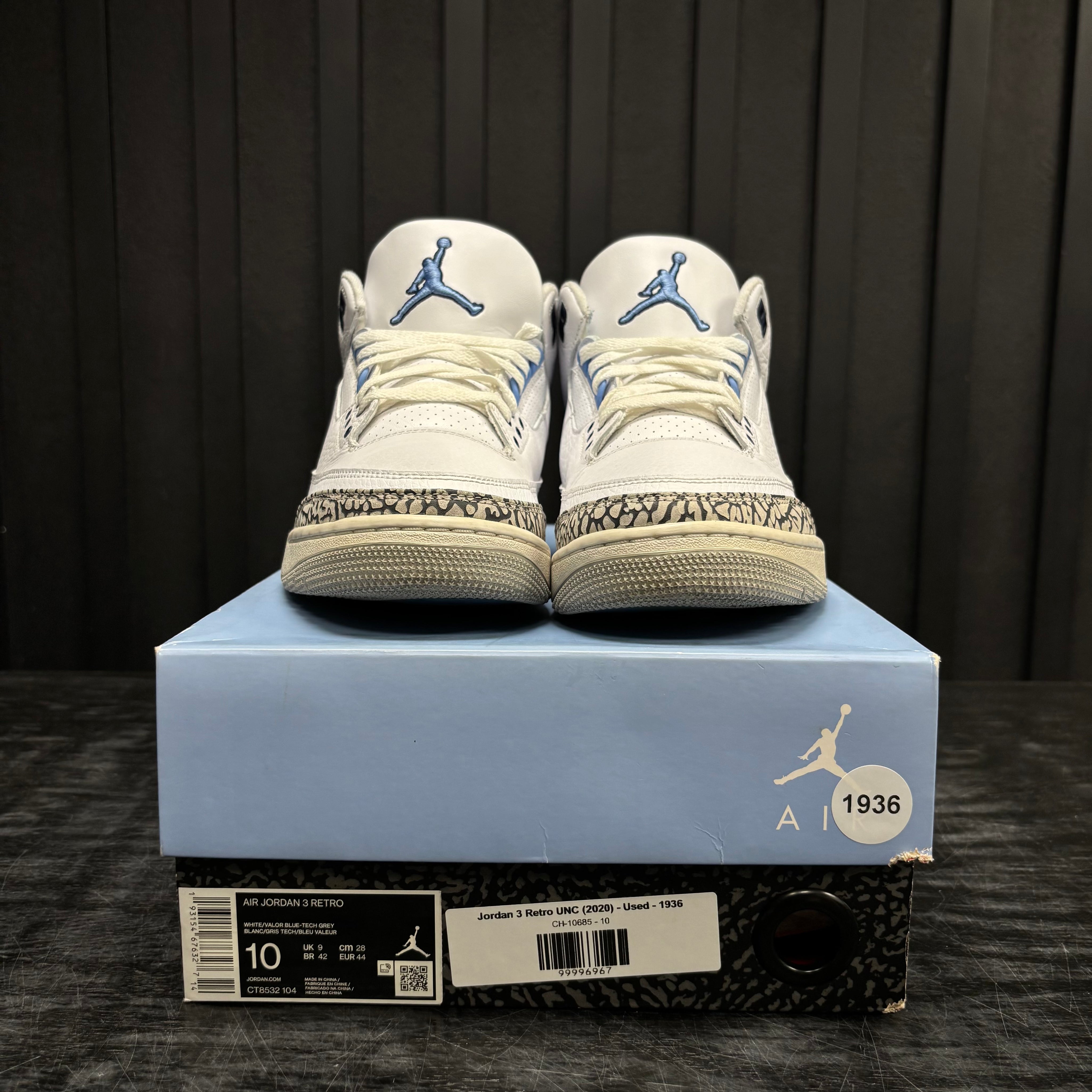 Jordan 3 Retro UNC (2020) - Used - 1936