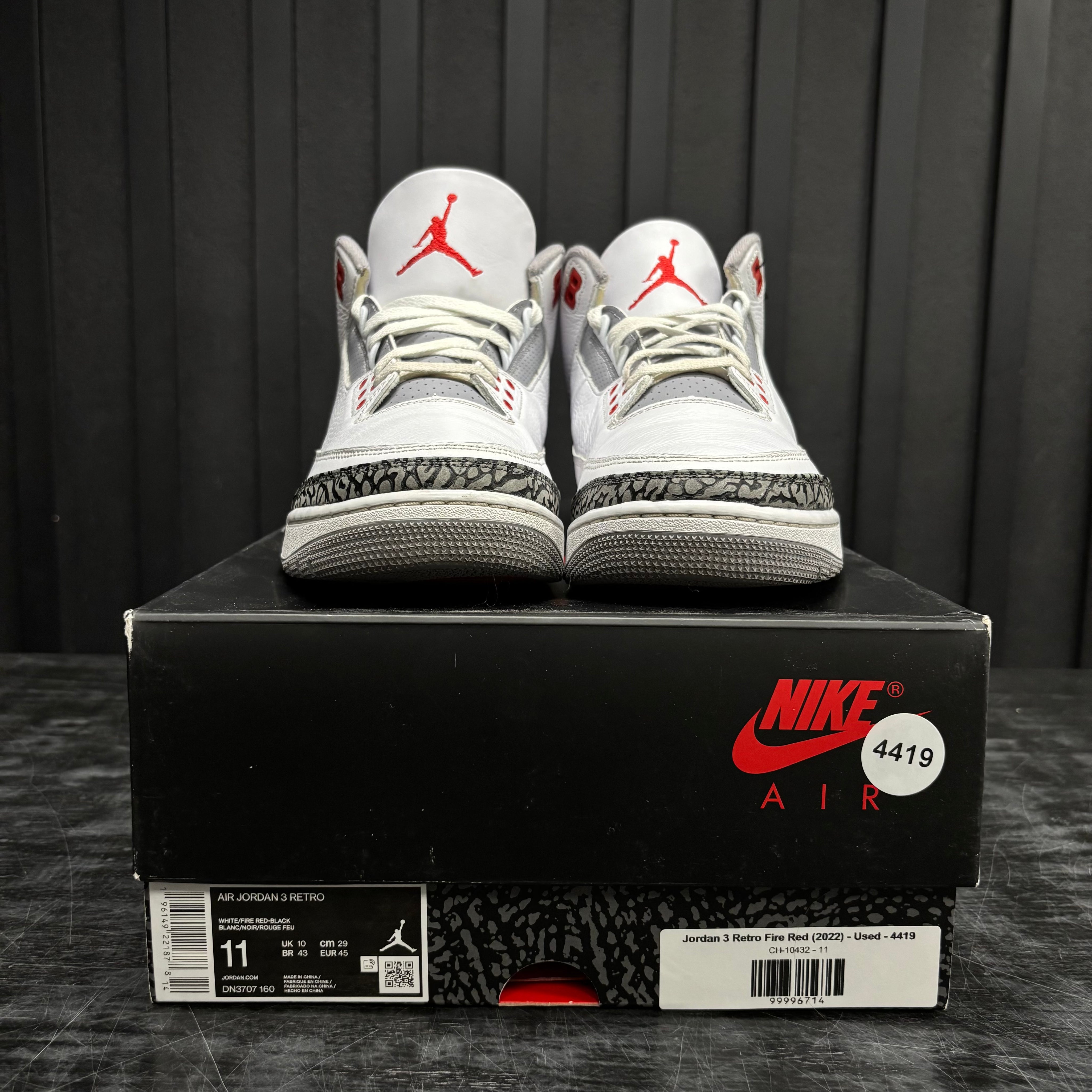 Jordan 3 Retro Fire Red (2022) - Used - 4419